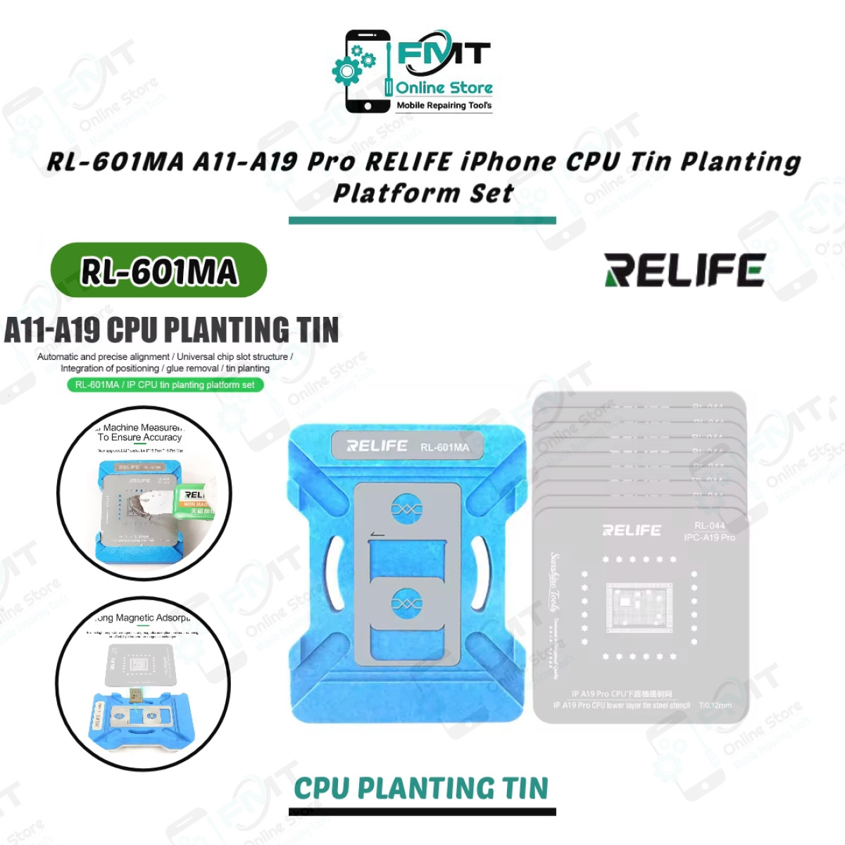 RL-601MA A11-A19 Pro RELIFE iPhone CPU Tin Planting Platform Set