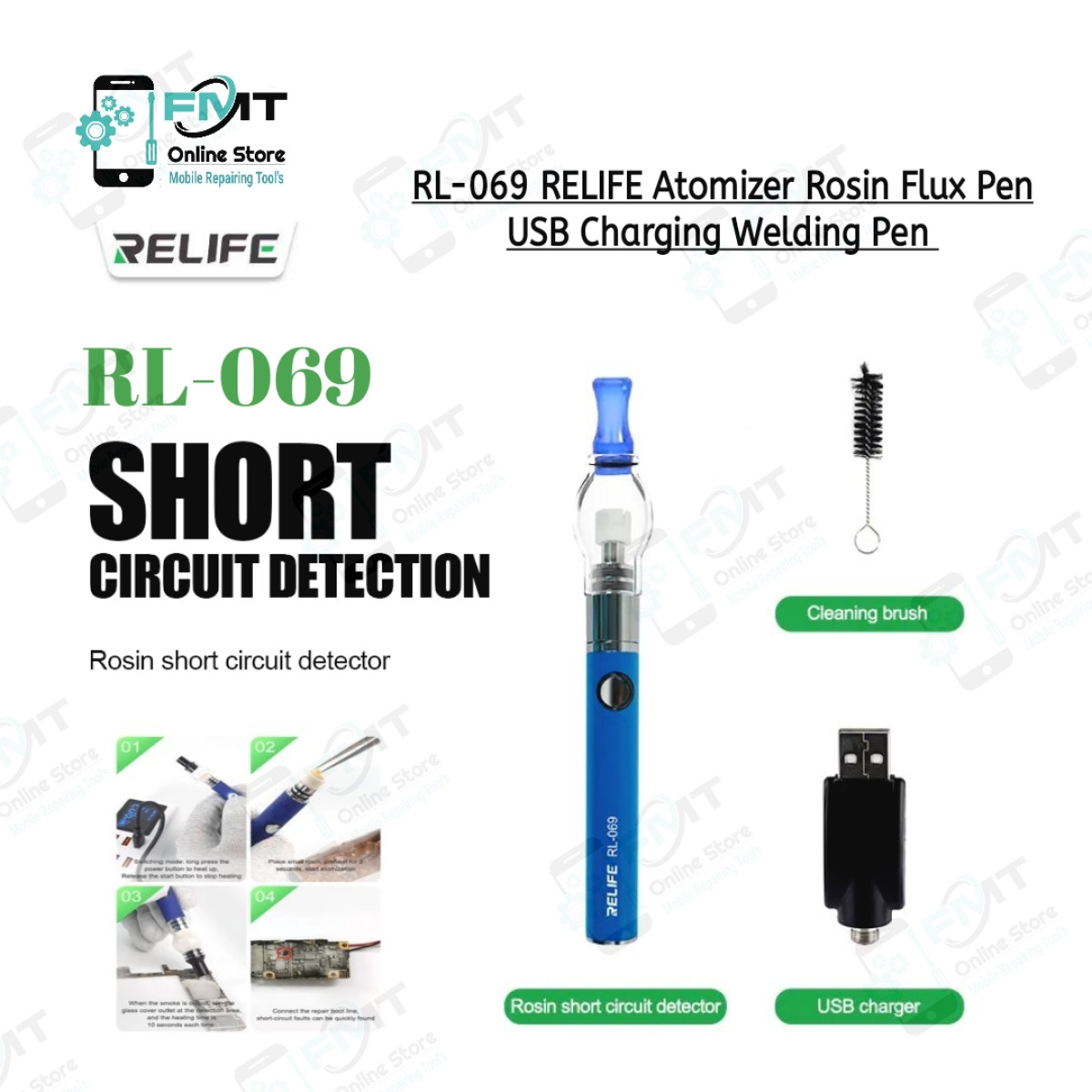 RL-069 RELIFE Atomizer Rosin Flux Pen USB Charging Welding Pen