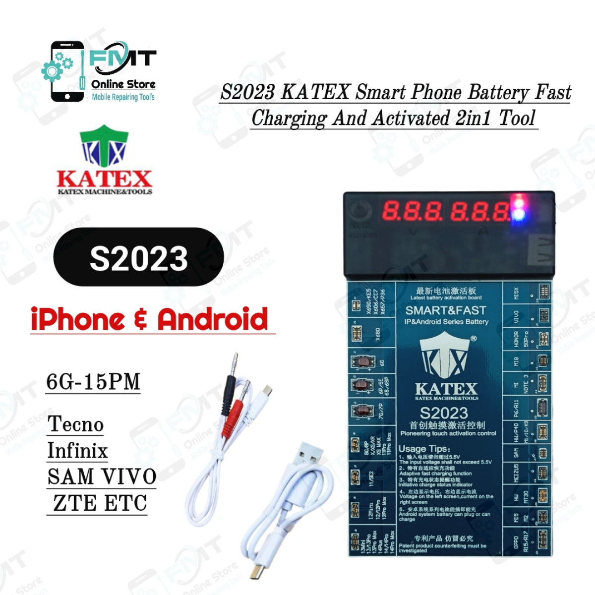 S2023 KATEX Smart Phone Battery Fast Charging And Activated 2in1 Tool