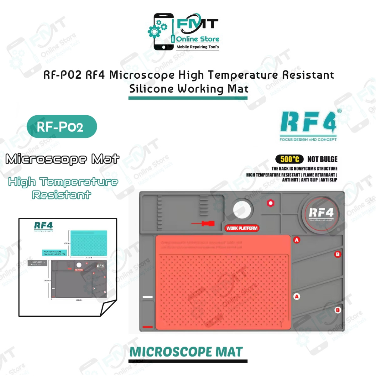 RF-P02 RF4 Microscope High Temperature Resistant Silicone Mat