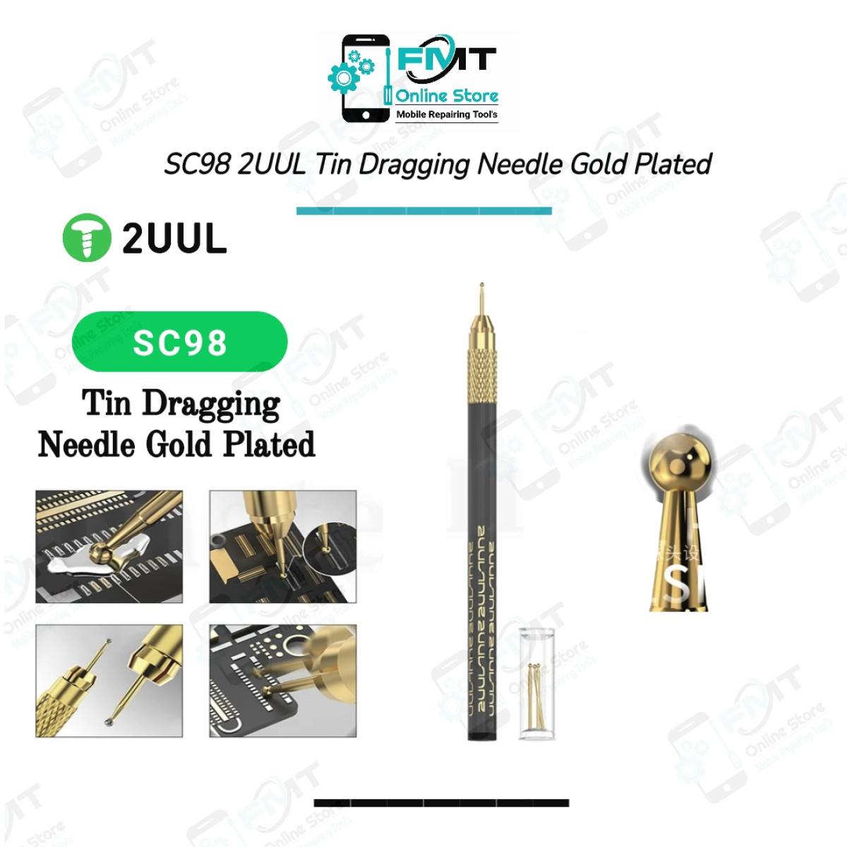 SC98 2UUL Tin Dragging Needle Gold Plated Set