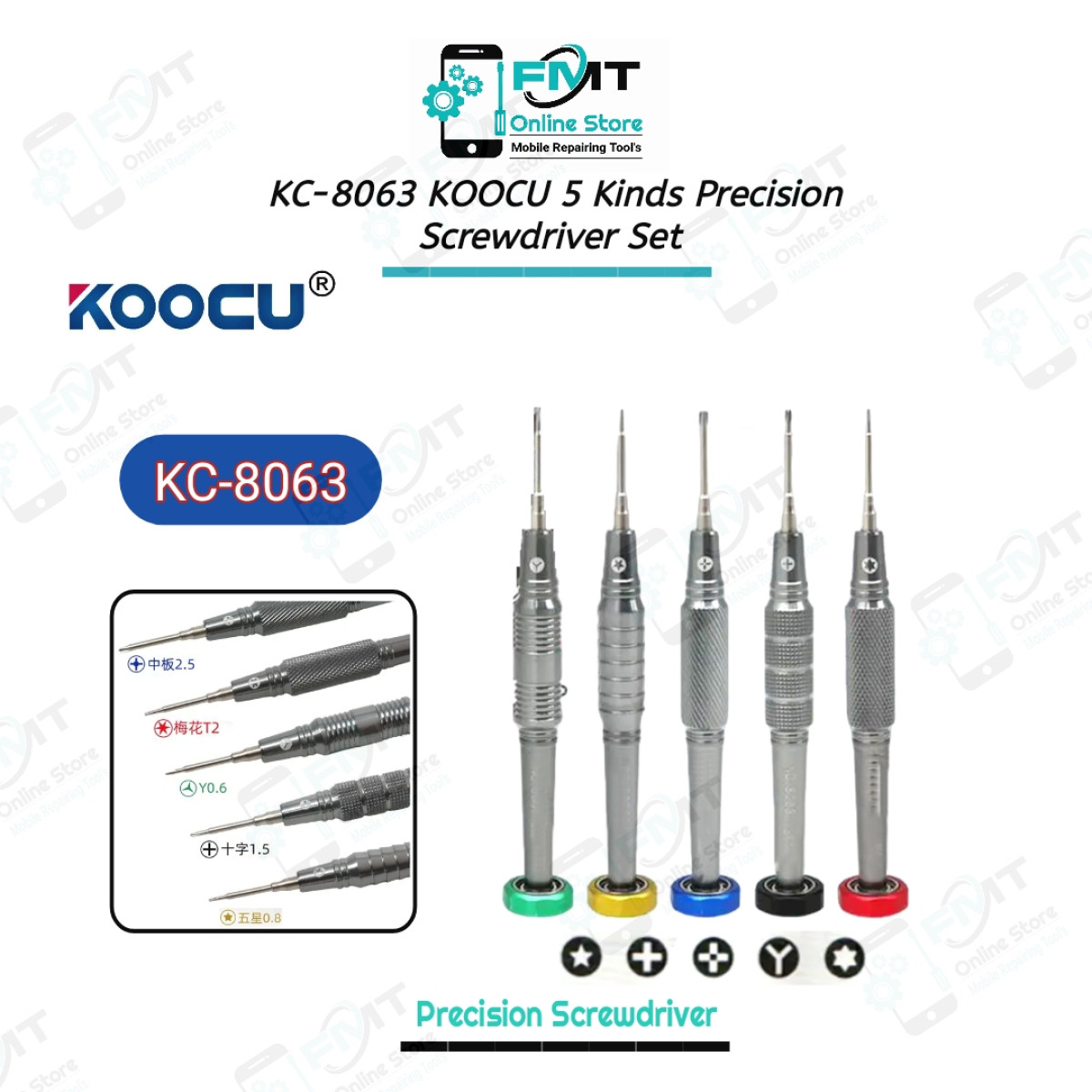 KC-8063 KOOCU 5Kinds Precision Screwdriver Set