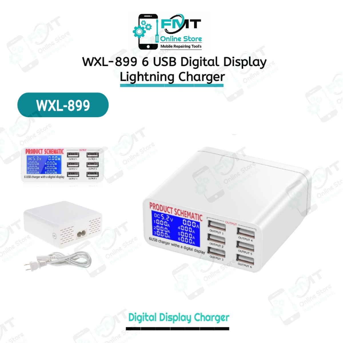 WLX-899 40W 6USB Digital Display Charger