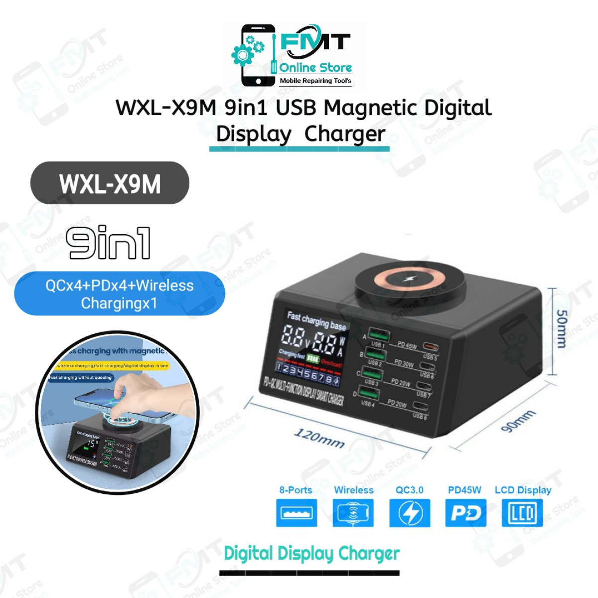 WLX-X9M 9in1 Magnetic Digital Display Charger