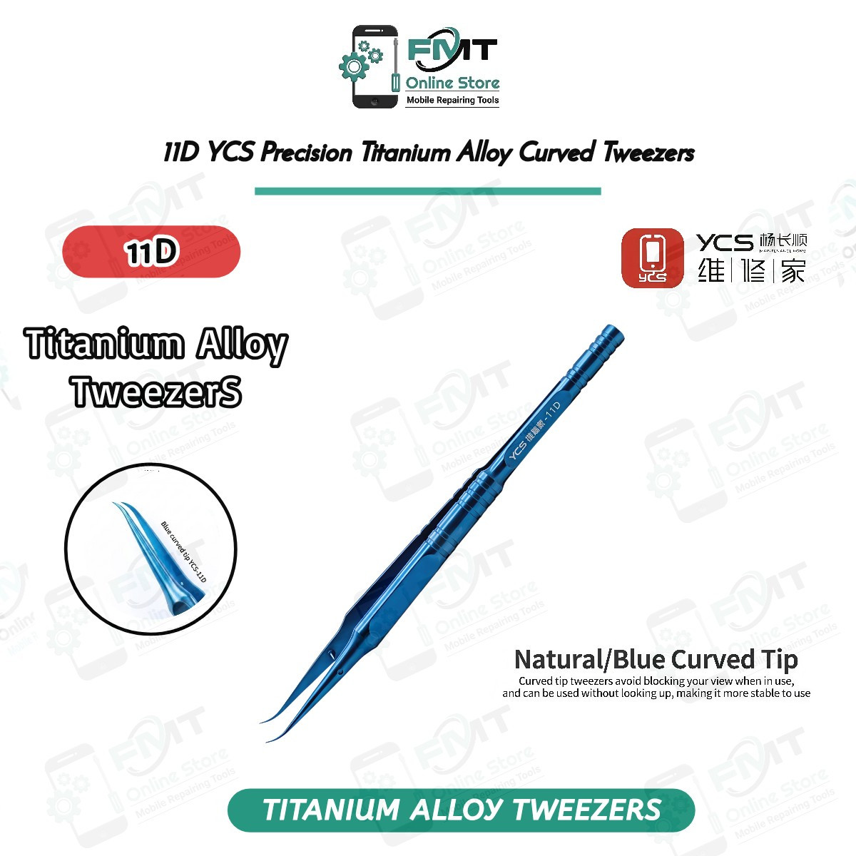 11D YCS Precision Titanium Alloy Curved Tweezers
