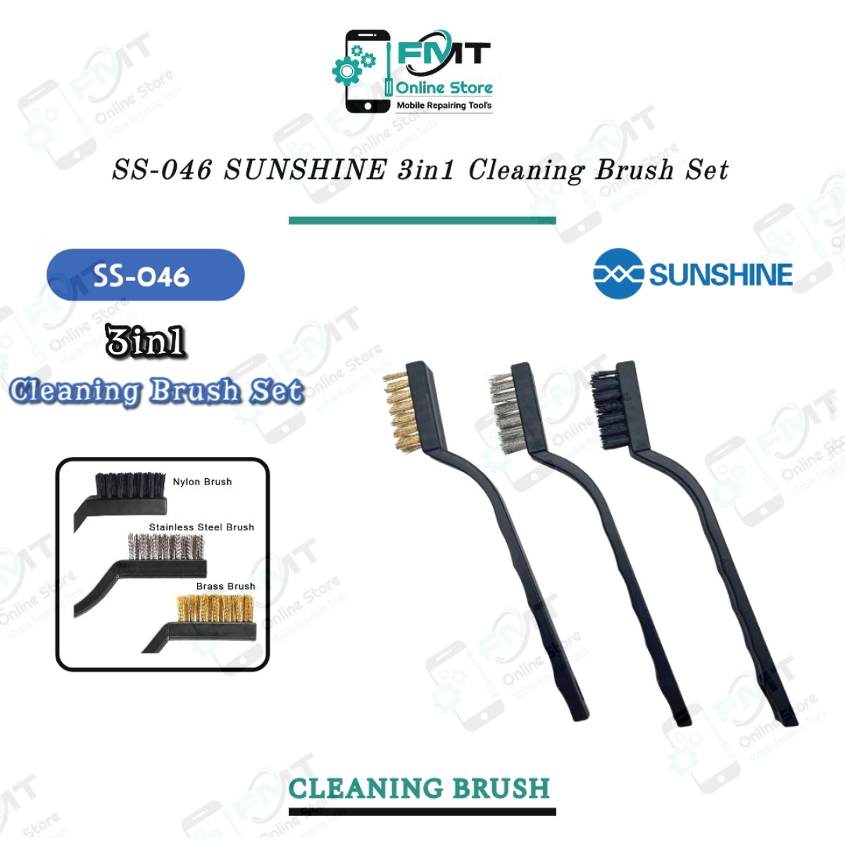 SS-046 SUNSHINE 3in1 Cleaning Brush Set