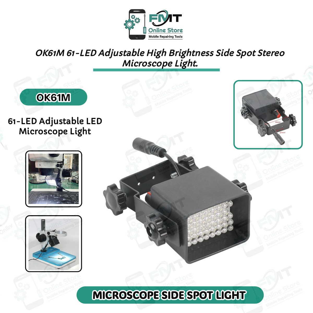 OK61M 61-LED Adjustable High Brightness Side Spot Stereo Microscope Light.