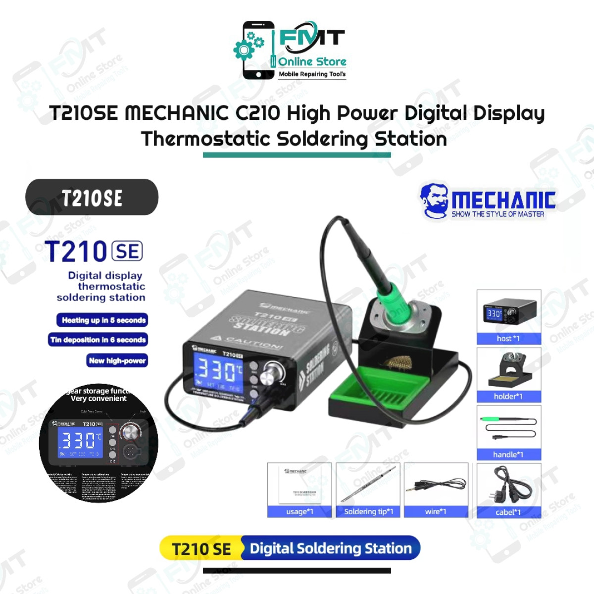 T210 SE MECHANIC C210 High Power Digital Display Thermostatic Soldering Station
