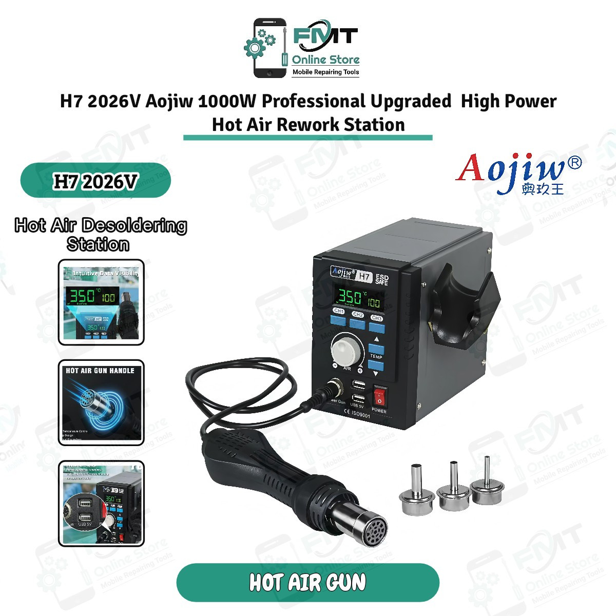 H7 2026V Aojiw 1000W Professional Upgraded  High Power Hot Air Rework Station