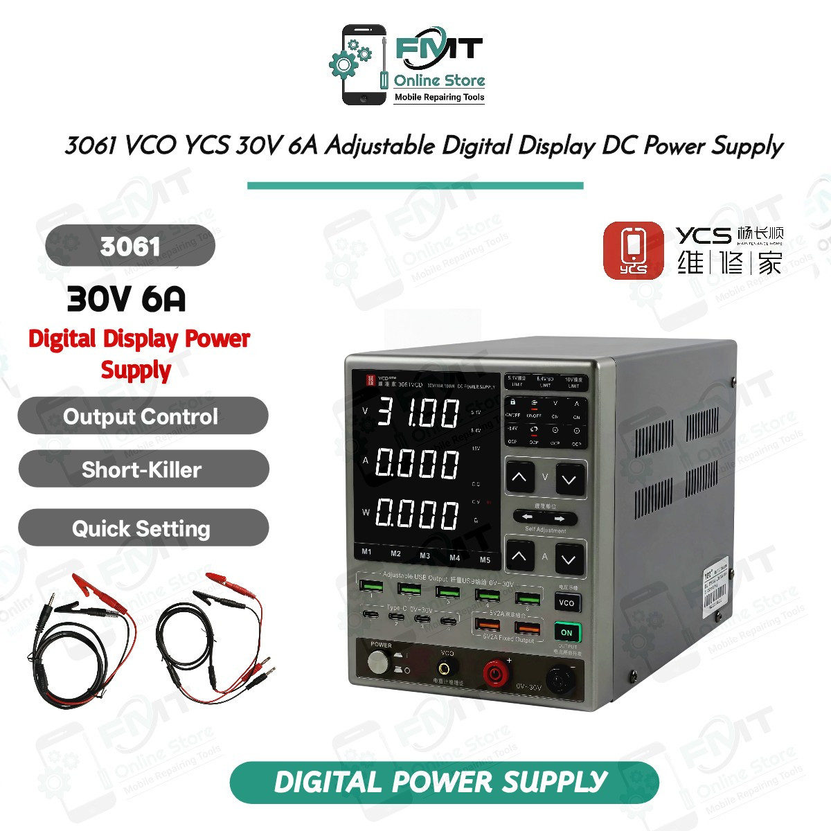 3061 VCO YCS 30V 6A Adjustable Digital Display DC Power Supply