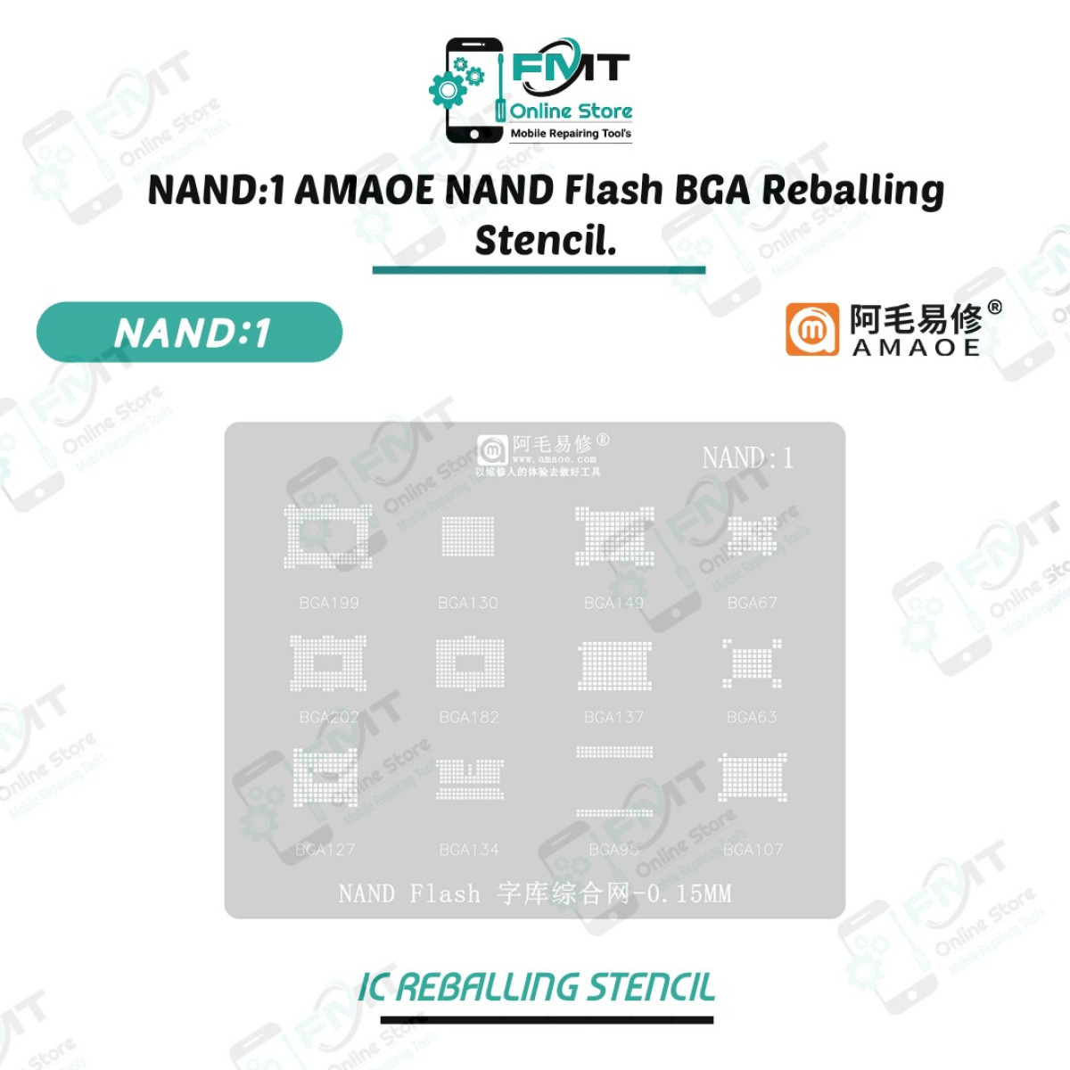 NAND:1 AMAOE NAND Flash BGA Reballing Stencil