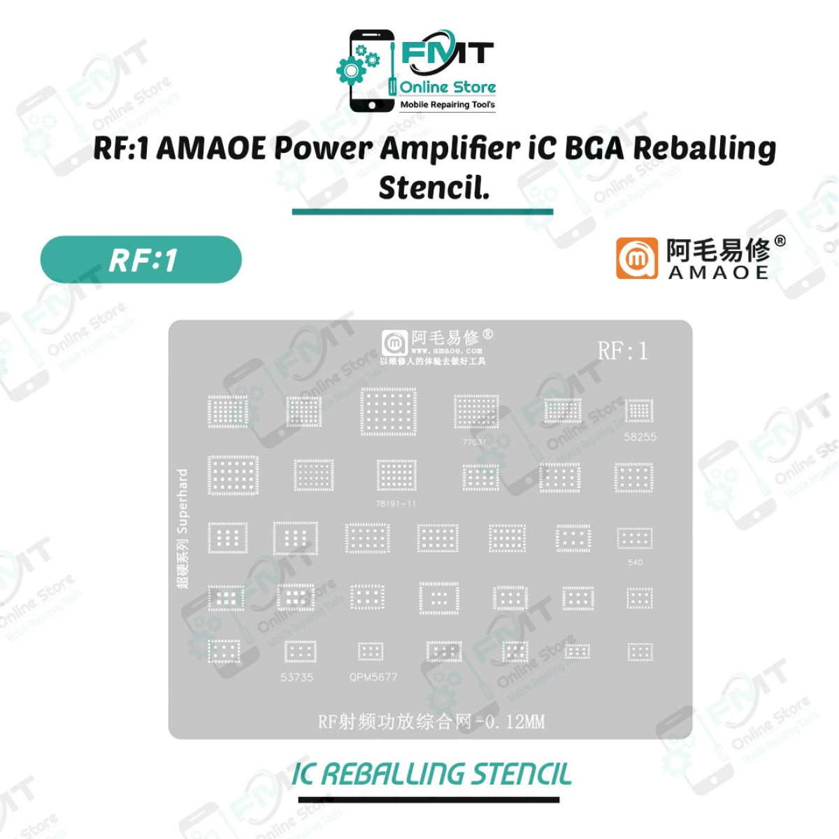 RF:1 AMAOE Power Amplifier iC BGA Reballing Stencil