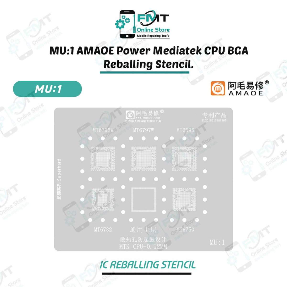 MU:1 AMAOE Mediatek CPU BGA Reballing Stencil