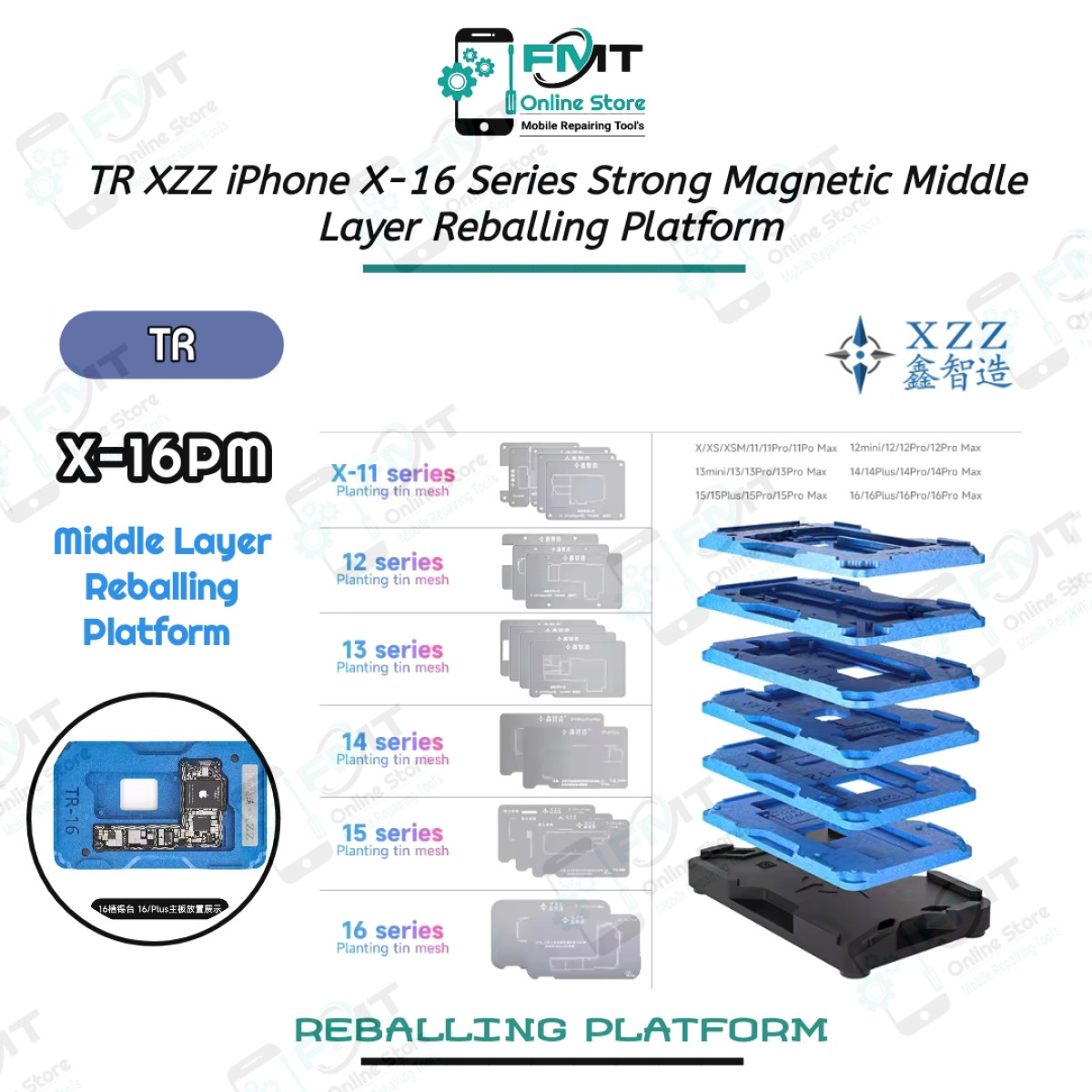 TR XZZ iPhone X-16 Series Strong Magnetic Middle Layer Reballing Platform