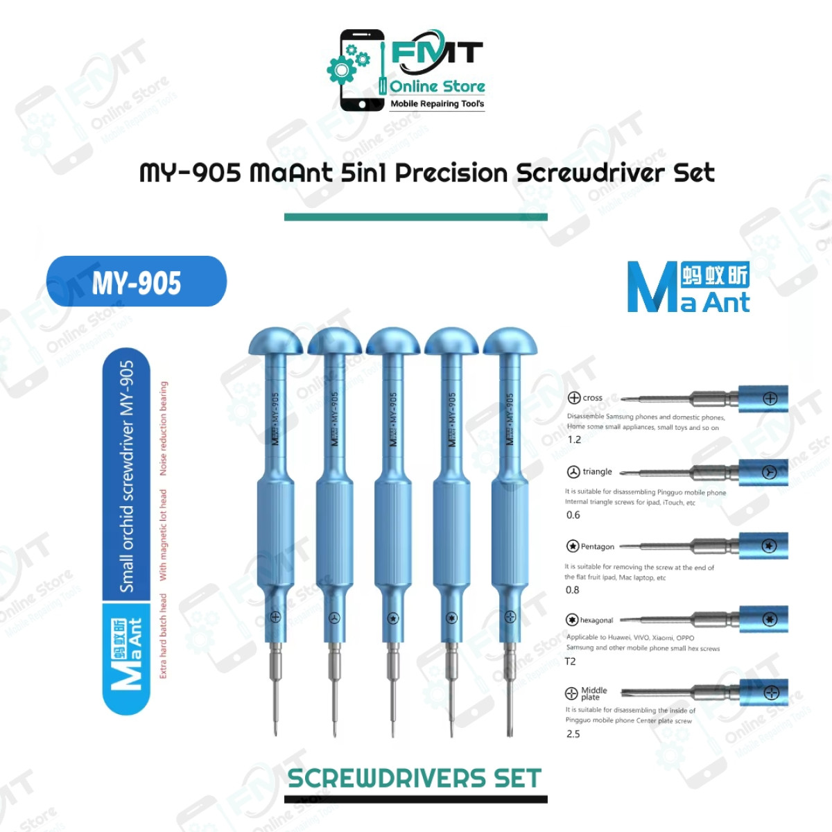 MY-905 MaAnt 5in1 Precision Screwdriver Set
