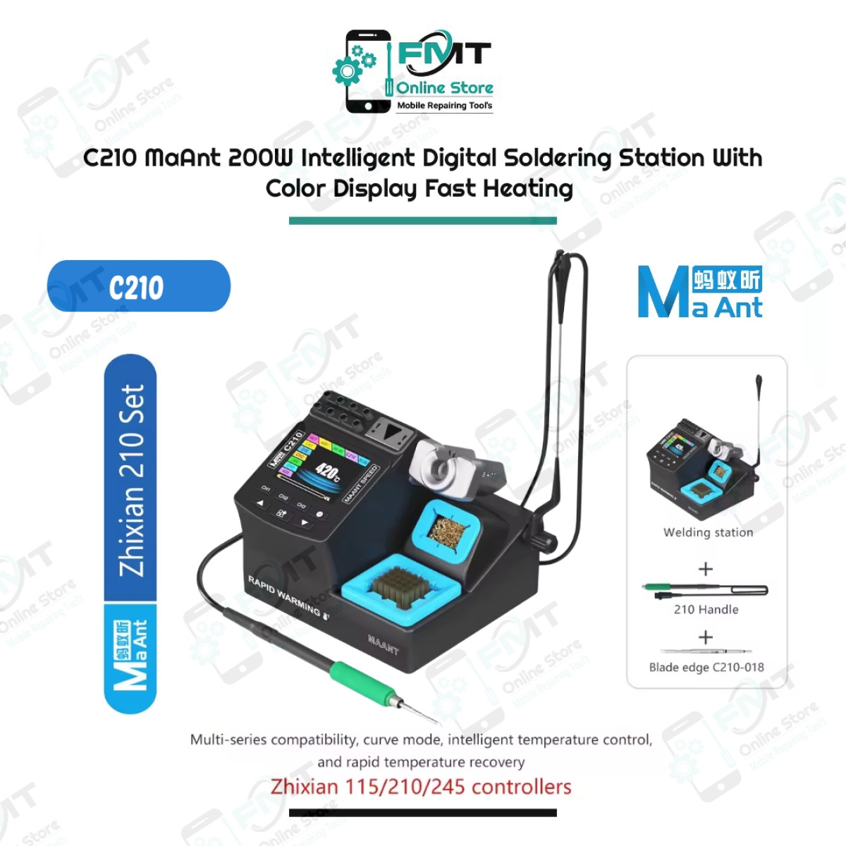 C210 MaAnt 200W Intelligent Digital Soldering Station With Color Display Fast Heating