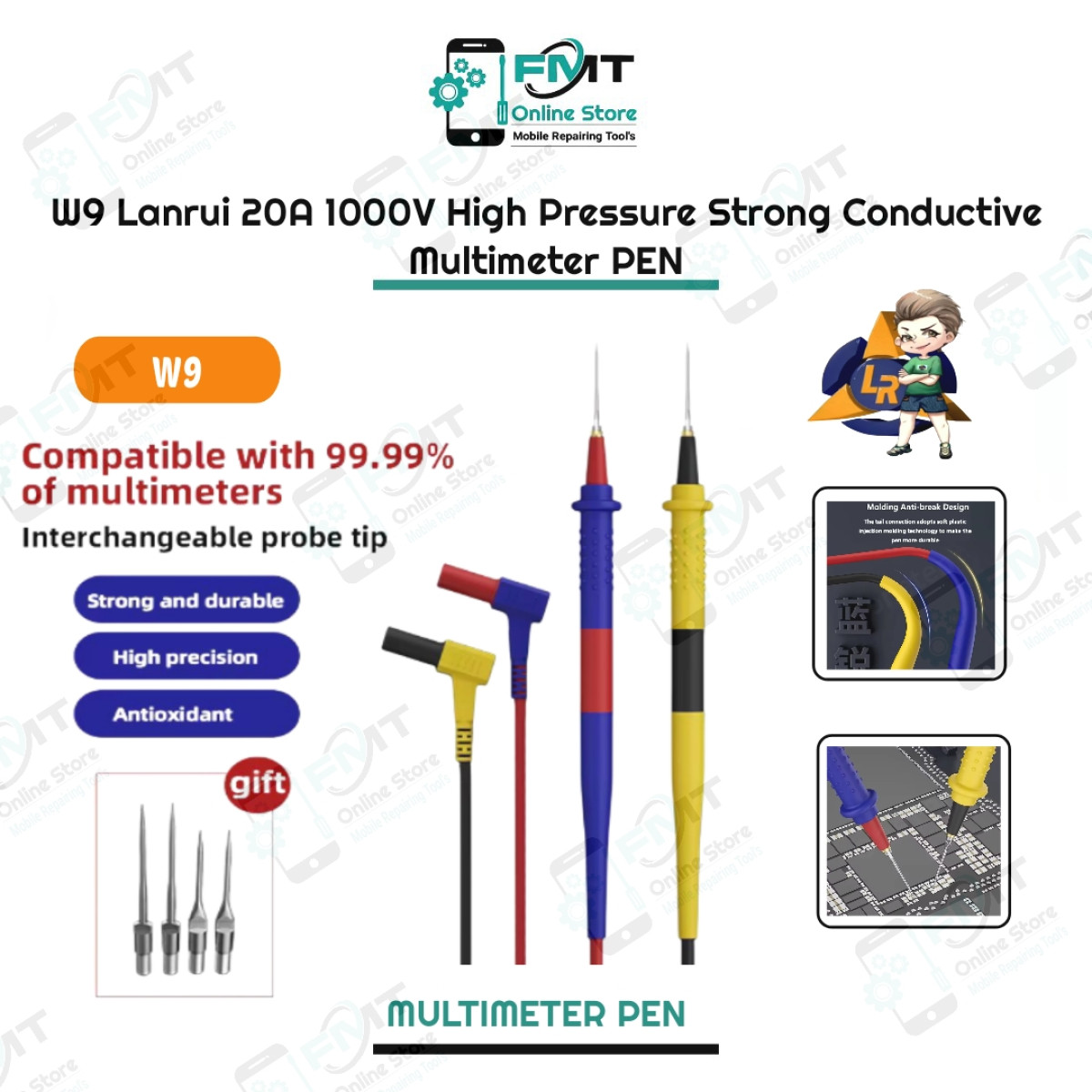 W9 Lanrui 20A 1000V High Pressure Strong Conductivity Multimeter Pen