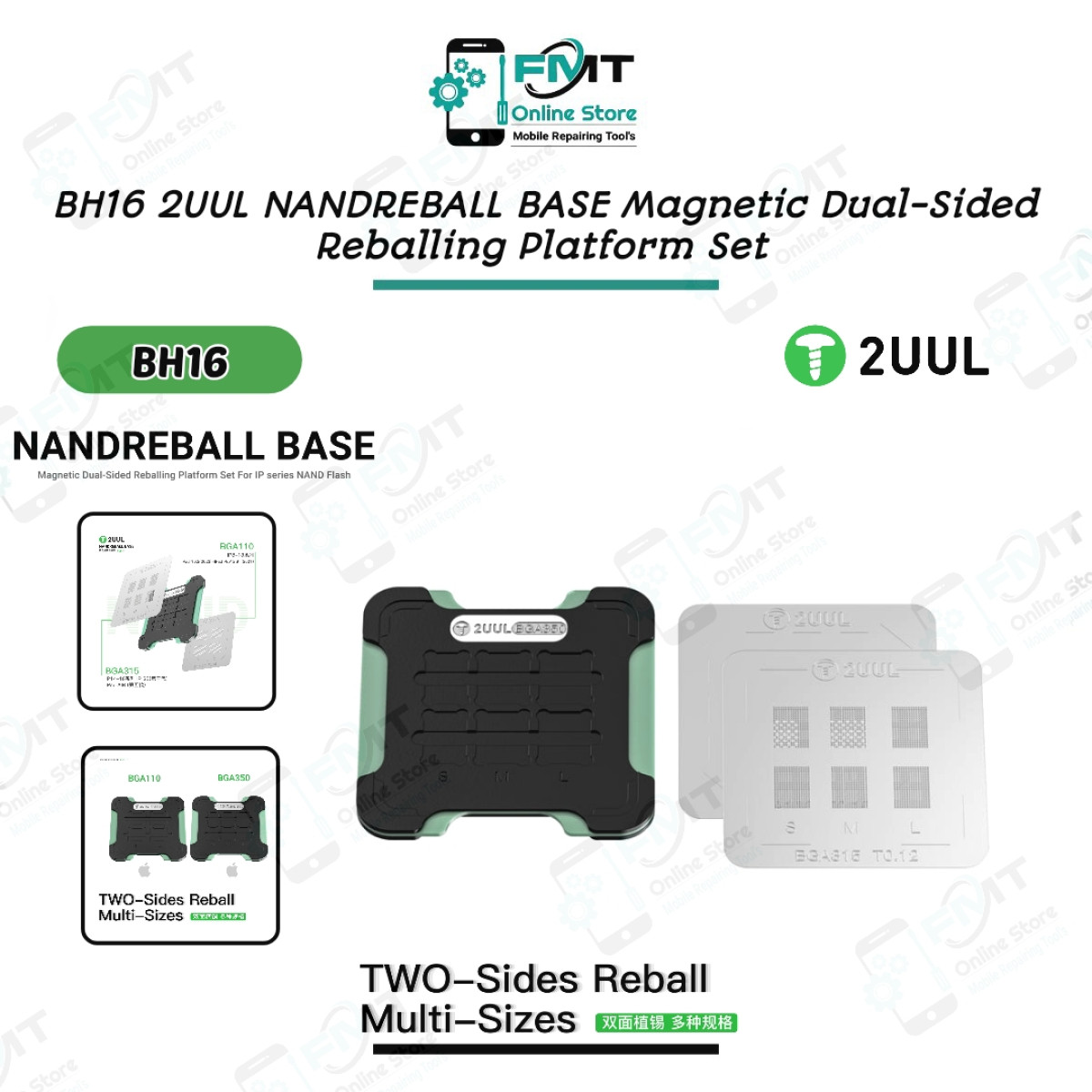 BH16 2UUL NANDREBALL BASE Magnetic Dual-Sided Reballing Platform Set