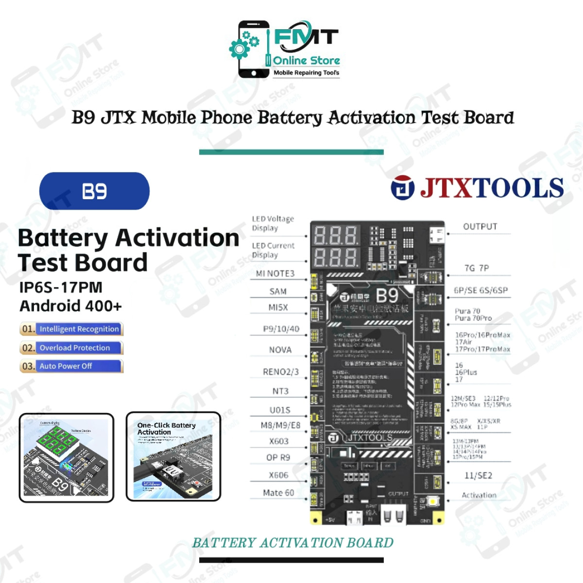 B9 JTX Mobile Phone Battery Activation Test Board
