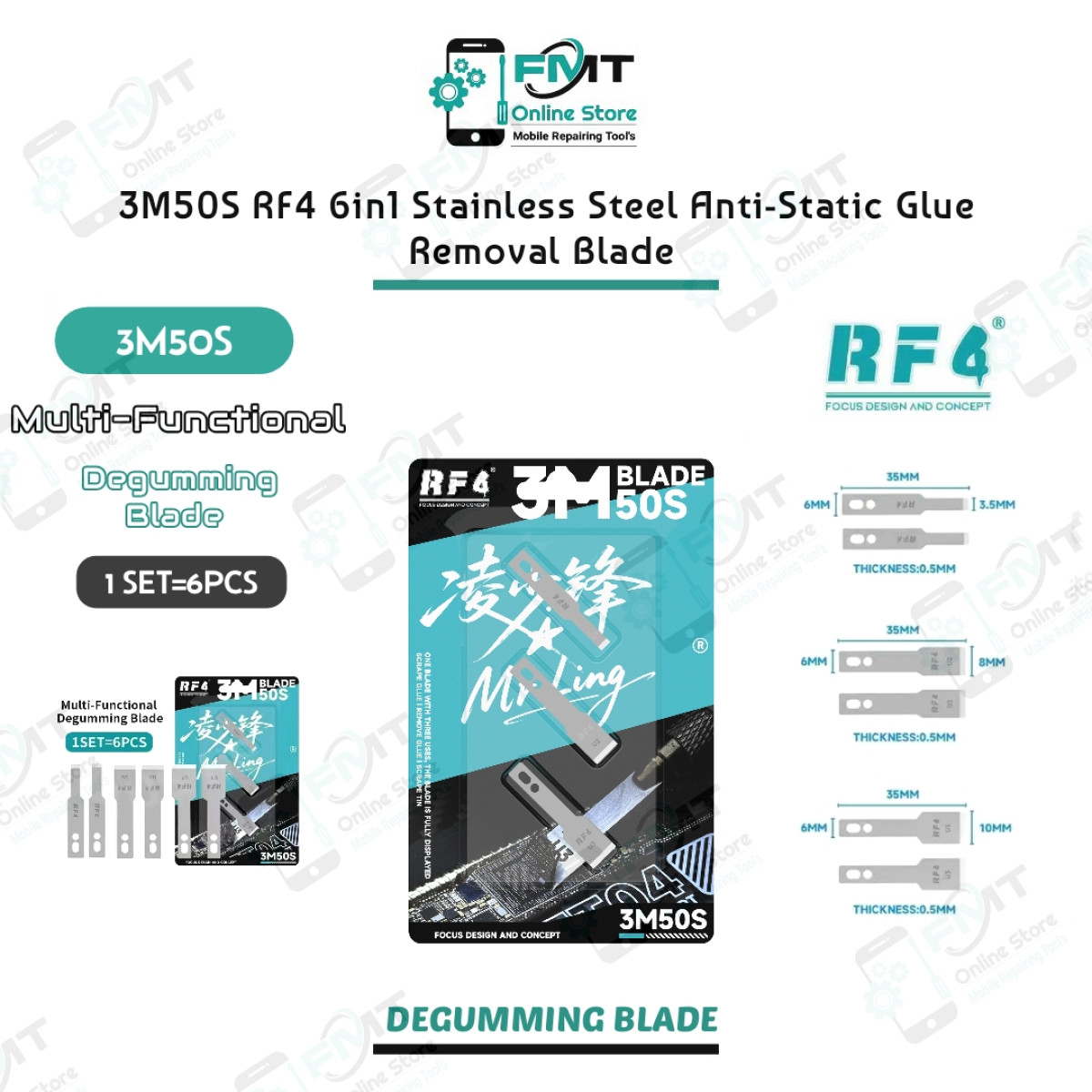 3M50S RF4 6in1 Stainless Steel Anti-Static  Glue Removal  Blades