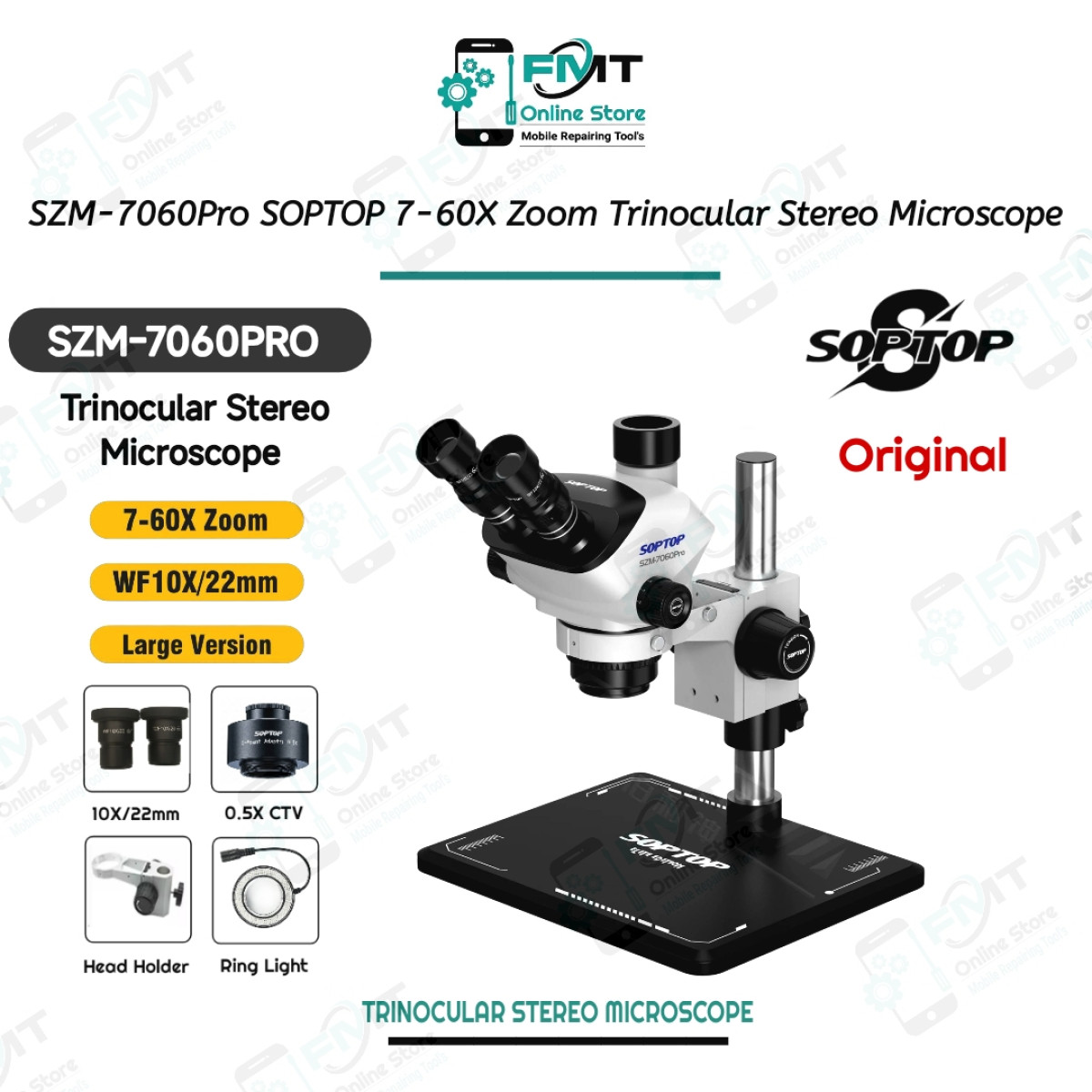 SZM-7060Pro SOPTOP 7-60X Zoom Trinocular Stereo Microscope