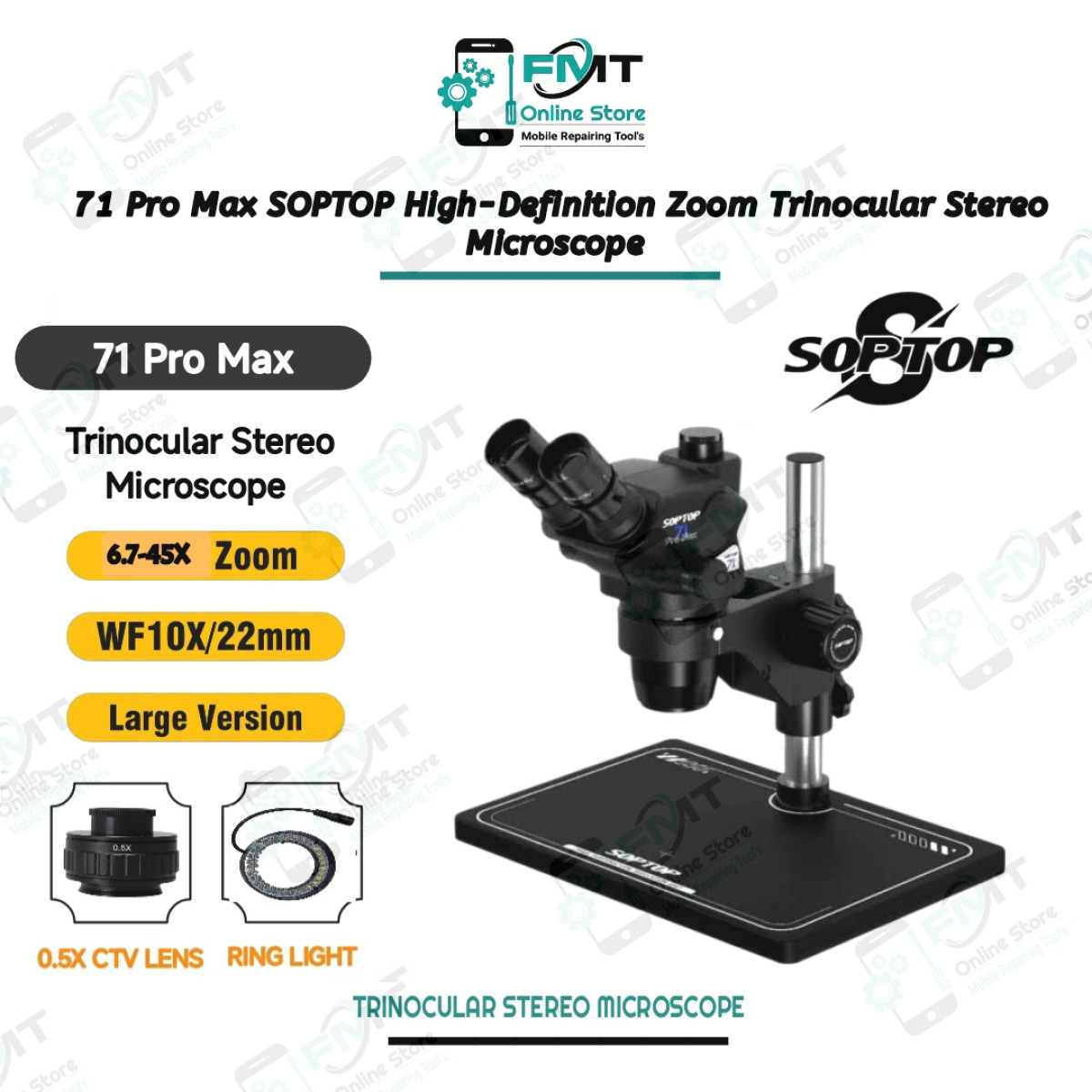 71 Pro Max SOPTOP High-Definition Zoom Trinocular Stereo Microscope