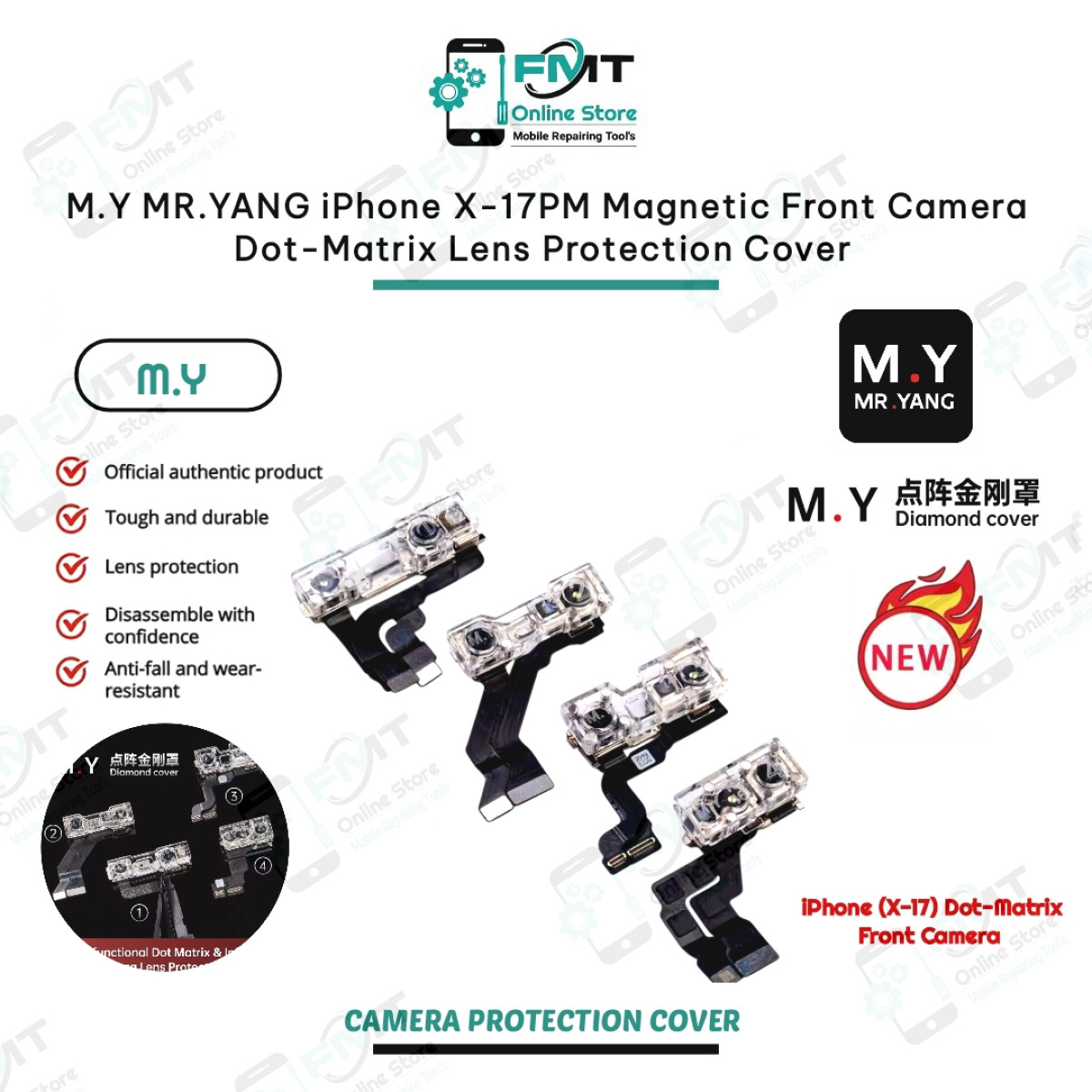 M.Y MR.YANG iPhone X-17PM Magnetic Front Camera Dot-Matrix Lens Protection Cover