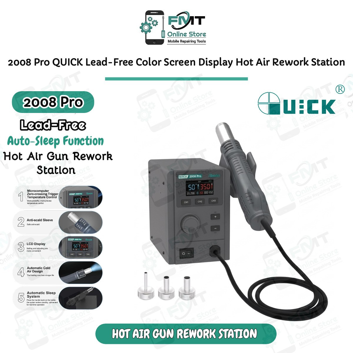 2008 Pro QUICK Lead-Free Color Screen Display Hot Air Rework Station