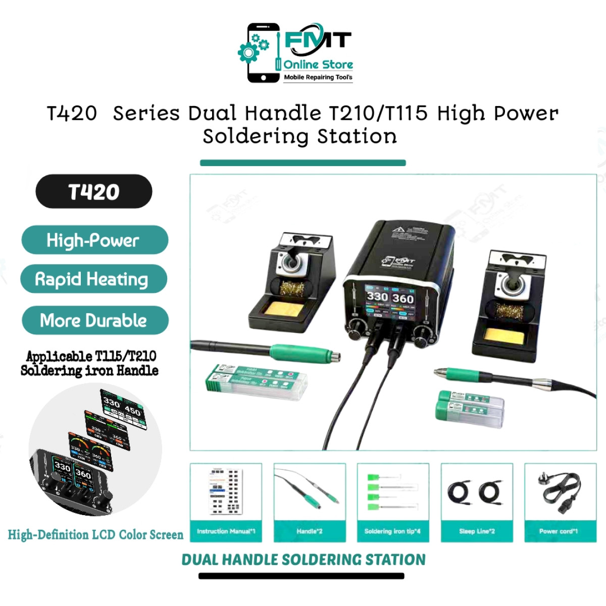T420 Series Dual Handle T210/T115 High-Power  Soldering Station.