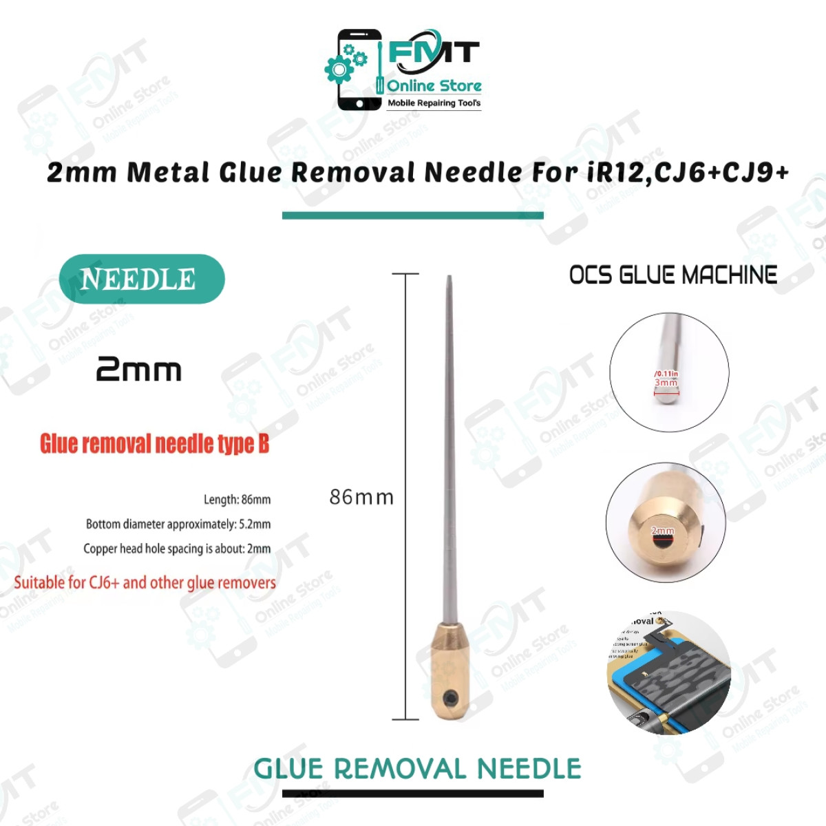 2.0mm Metal Glue Removal Thick  Needle, For Glue Remover iR10, iR12