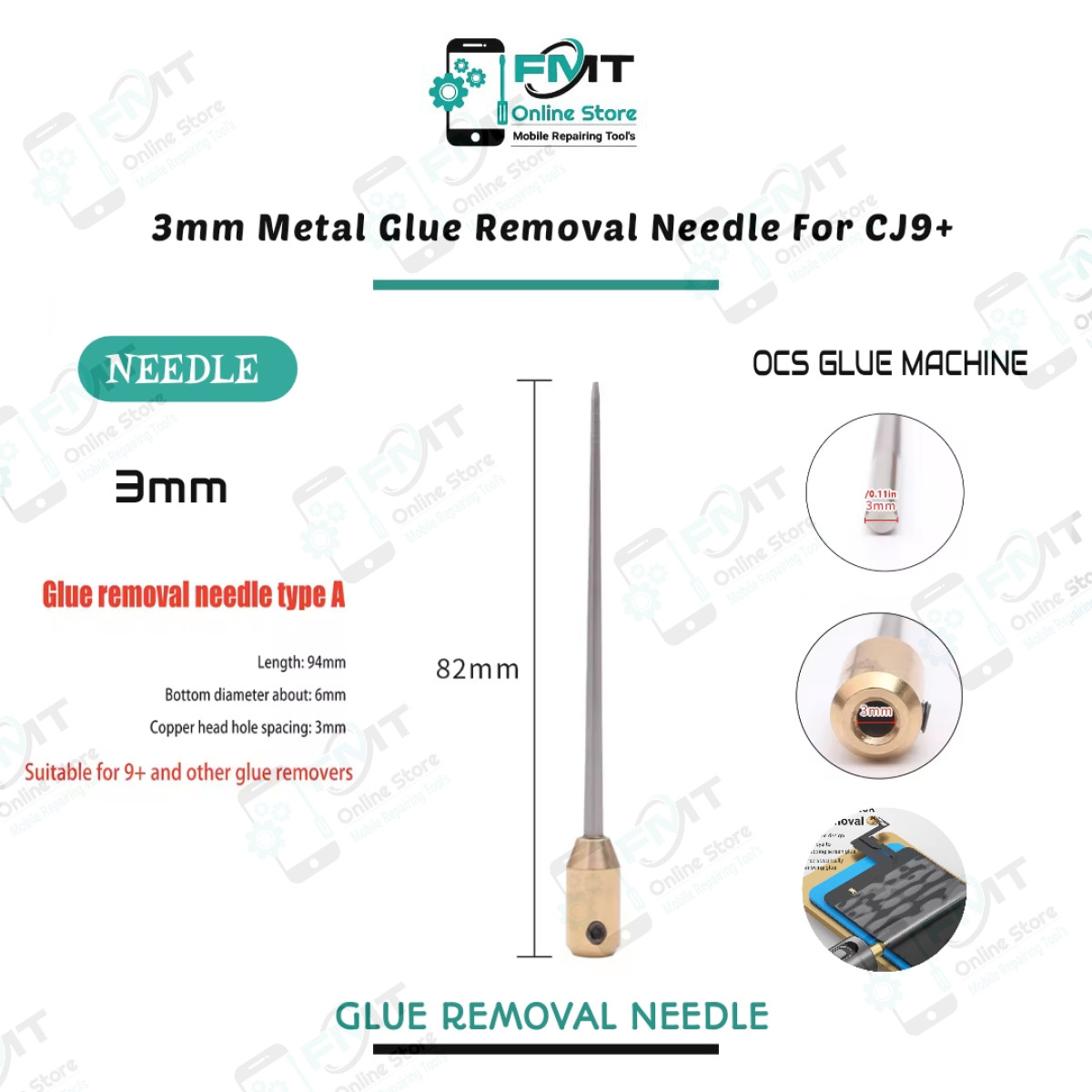 3mm Metal Glue Removal Thick  Needle, For Glue Remover CJ6+,CJ9+