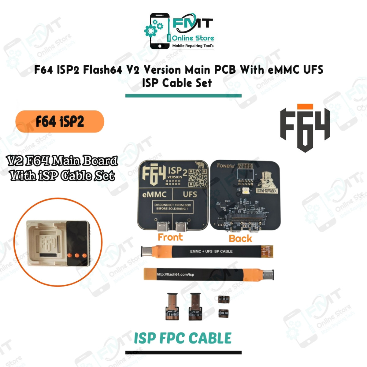 F64 ISP2 Flash64 V2 Version Main PCB With eMMC UFS ISP Cable Set