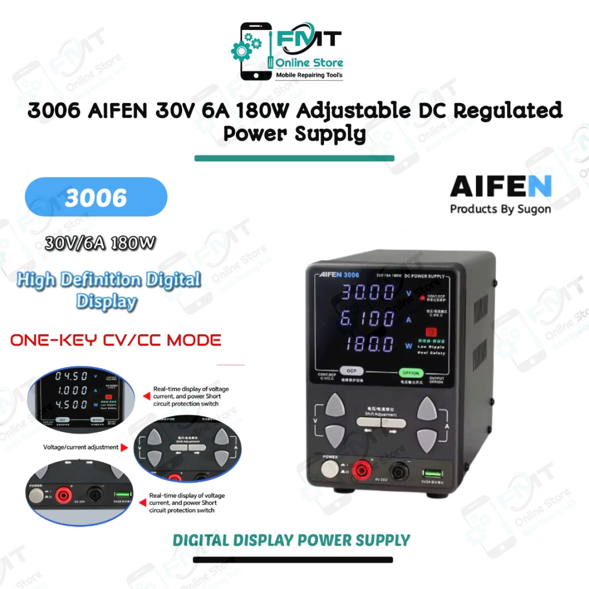 3006 AIFEN 30V 6A 180W Adjustable DC Regulated Power Supply