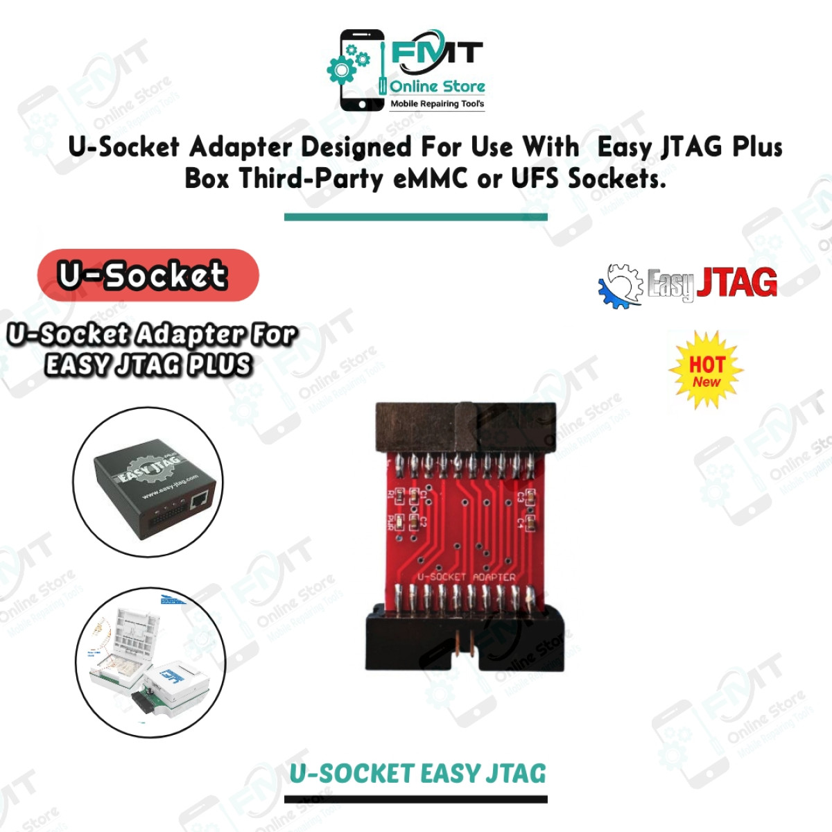 U-Socket Adapter Designed For Use With  Easy JTAG Plus Box Third-Party eMMC or UFS Sockets.