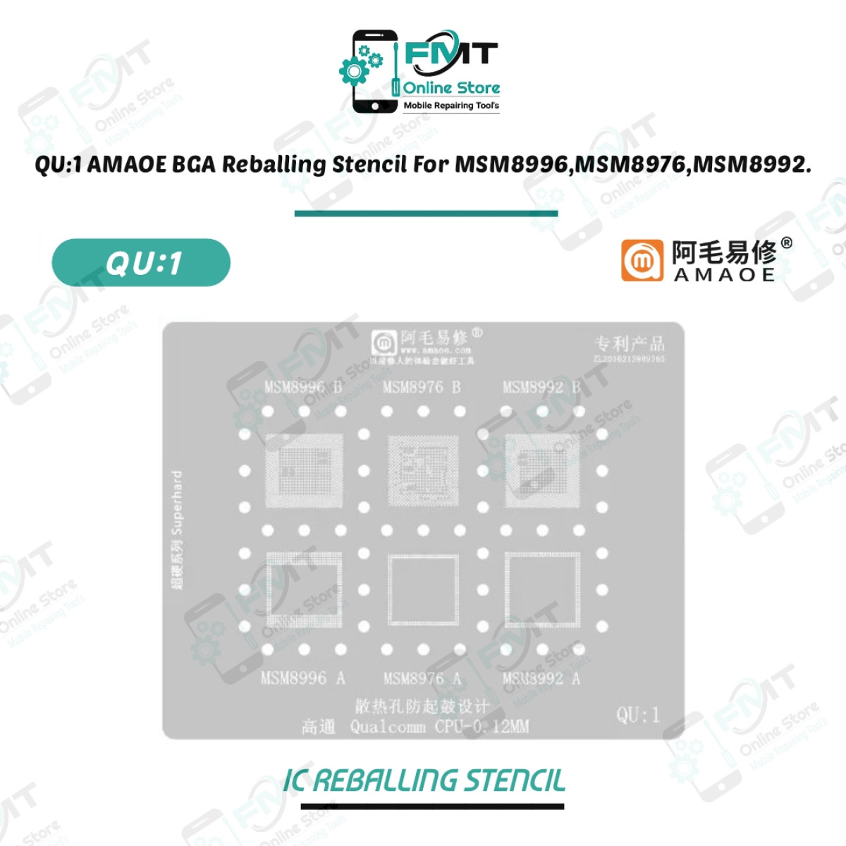 QU:1 AMAOE BGA Reballing Stencil For CPU MSM8996,MSM8976,MSM8992.