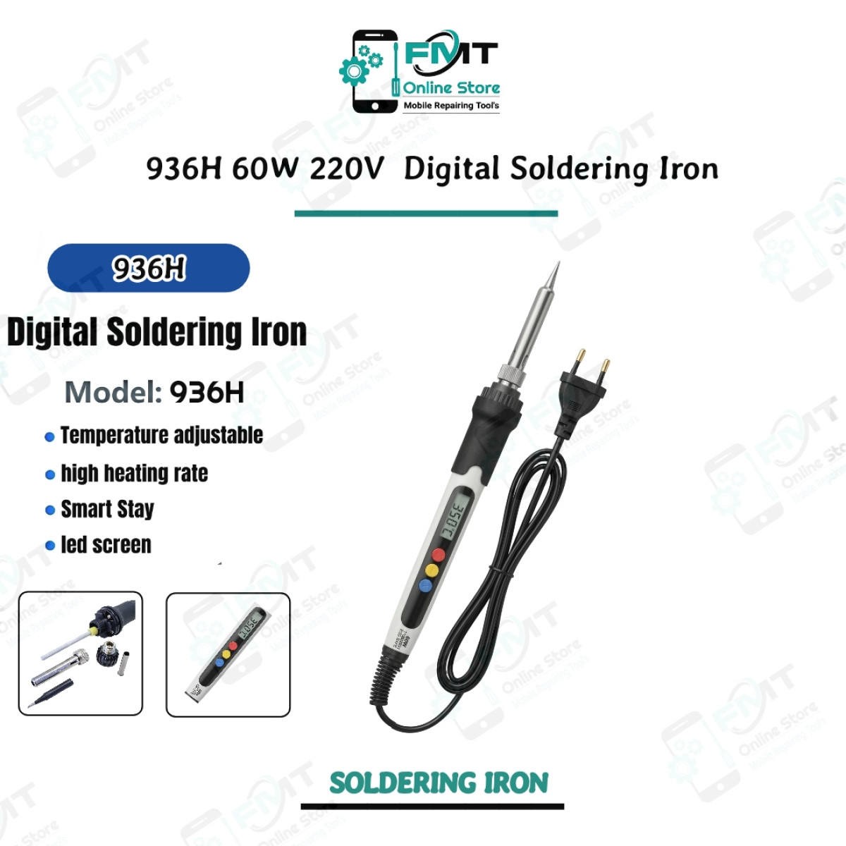 936H 60W 220V Digital Display Adjustable Temperature Soldering Iron