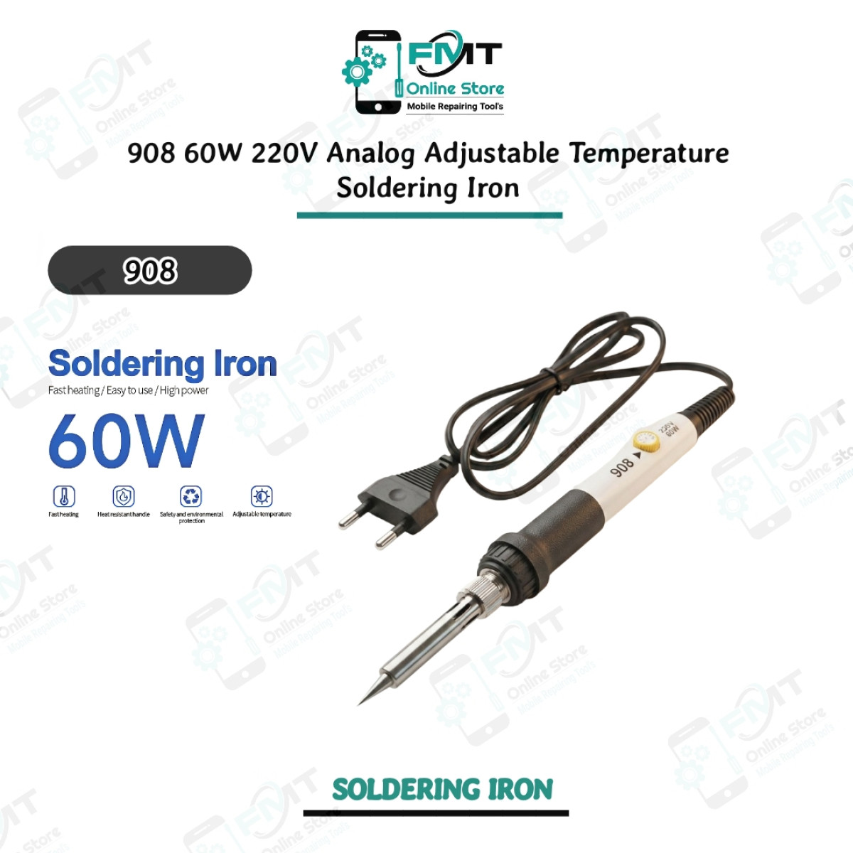 908 60W 220V Analog Adjustable Temperature Soldering Iron
