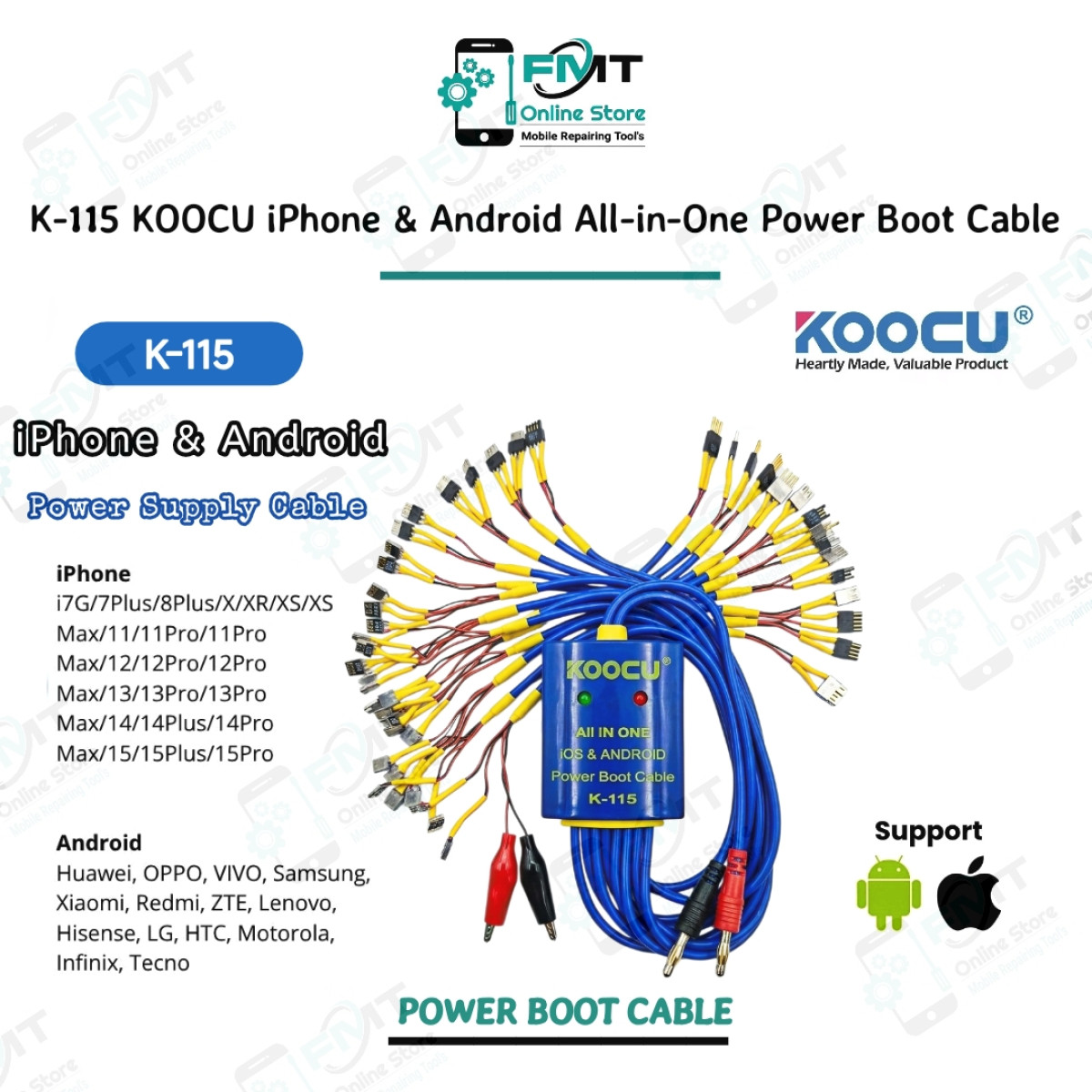 K-115 KOOCU iPhone & Android All-in-One Power Boot Cable