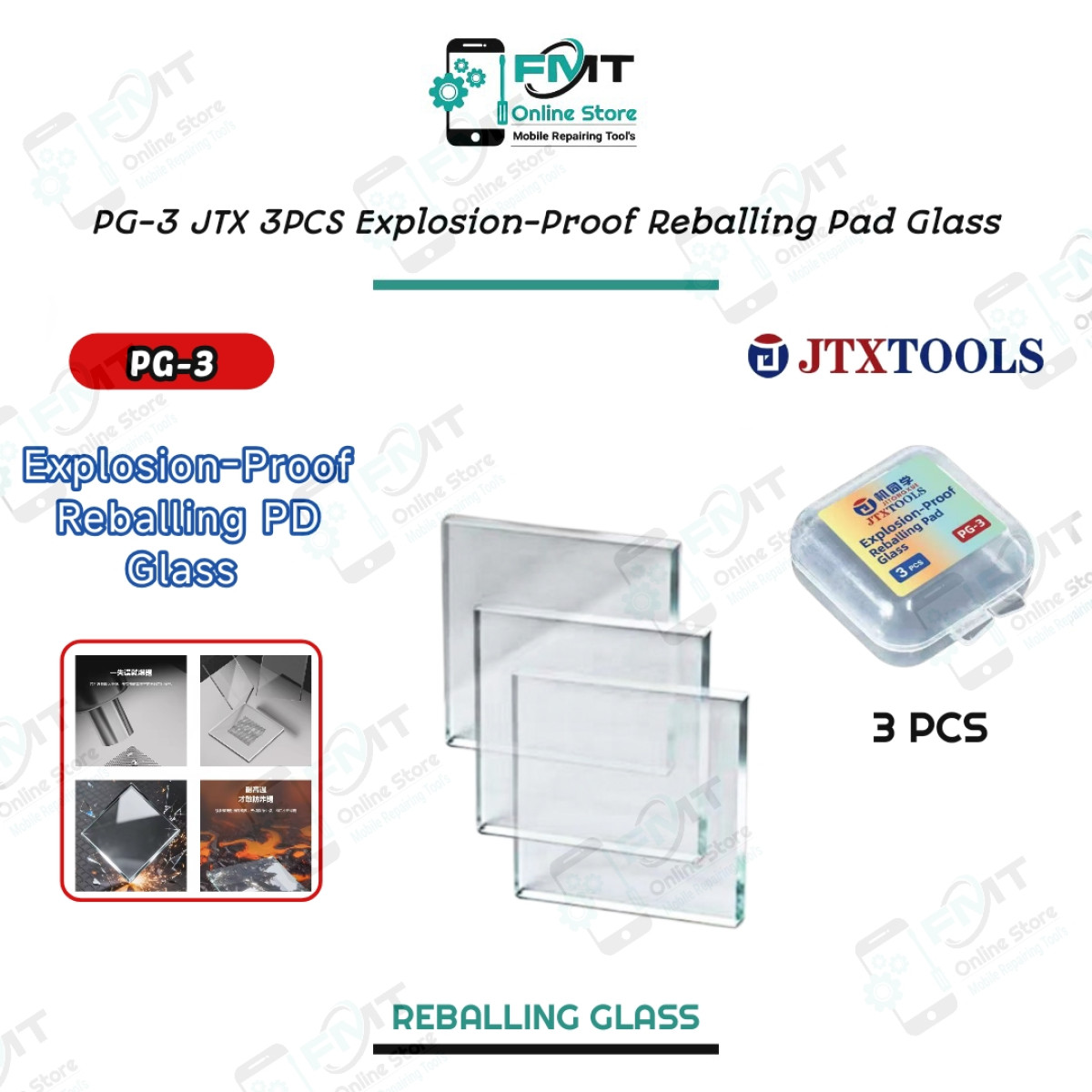 PG-3 JTX 3PCS Explosion-Proof Reballing Pad Glass