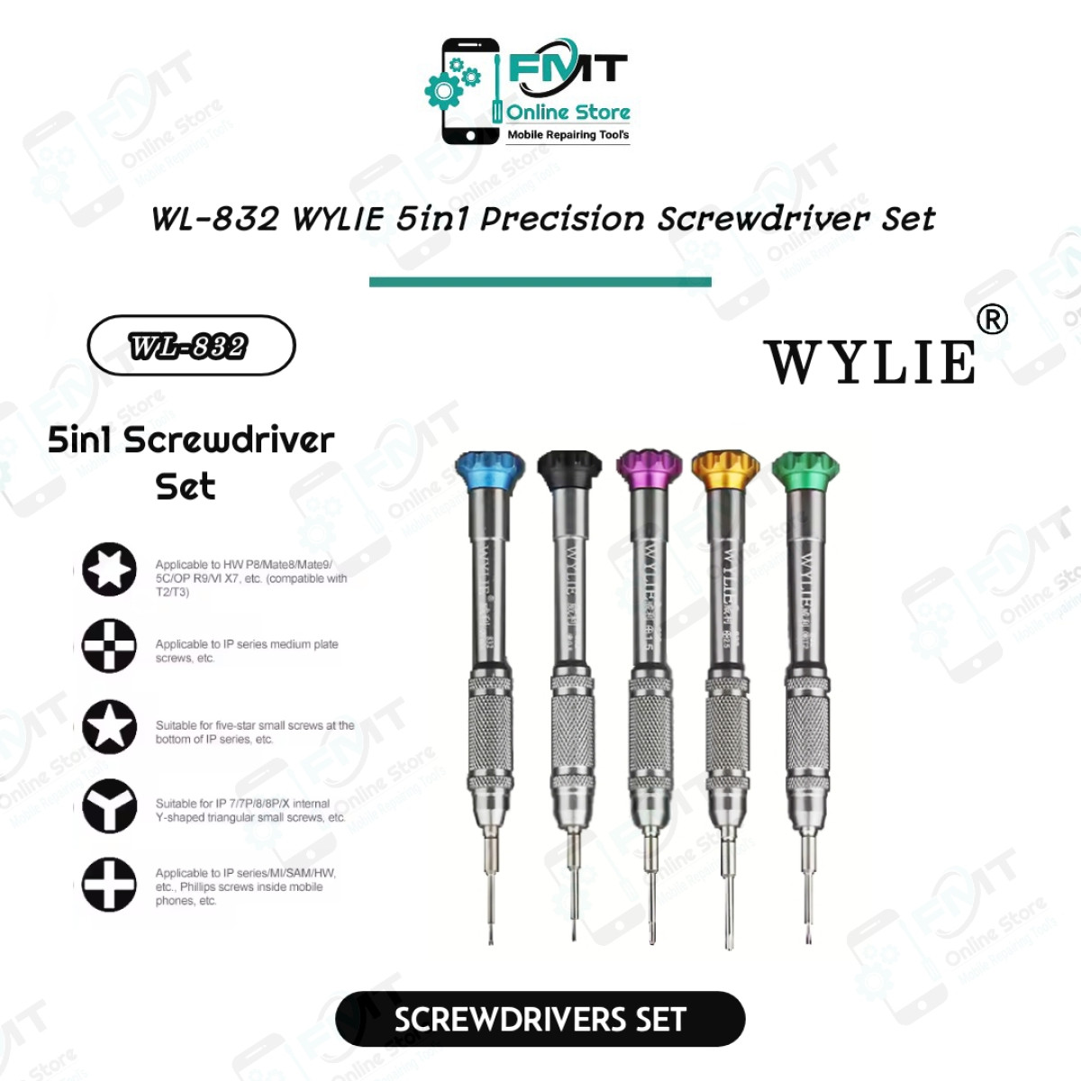 WL-832 WYLIE 5in1 Precision Screwdriver Set