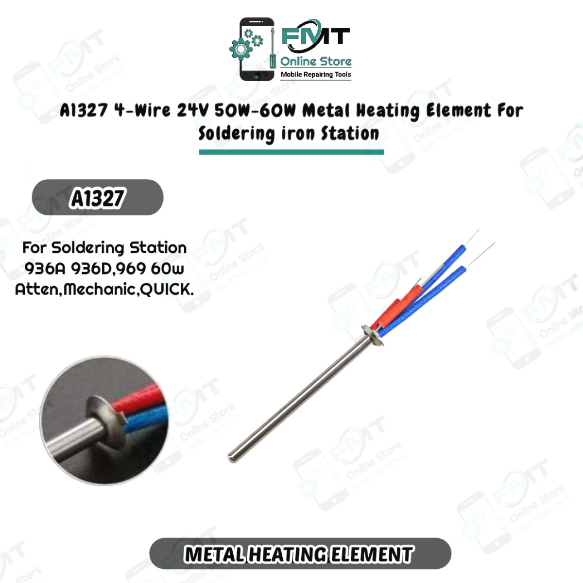 A1327 4-Wire 24V 50W-60W Metal Heating Element For Soldering iron Station 936A 936D,969 60w Atten,Mechanic,QUICK.