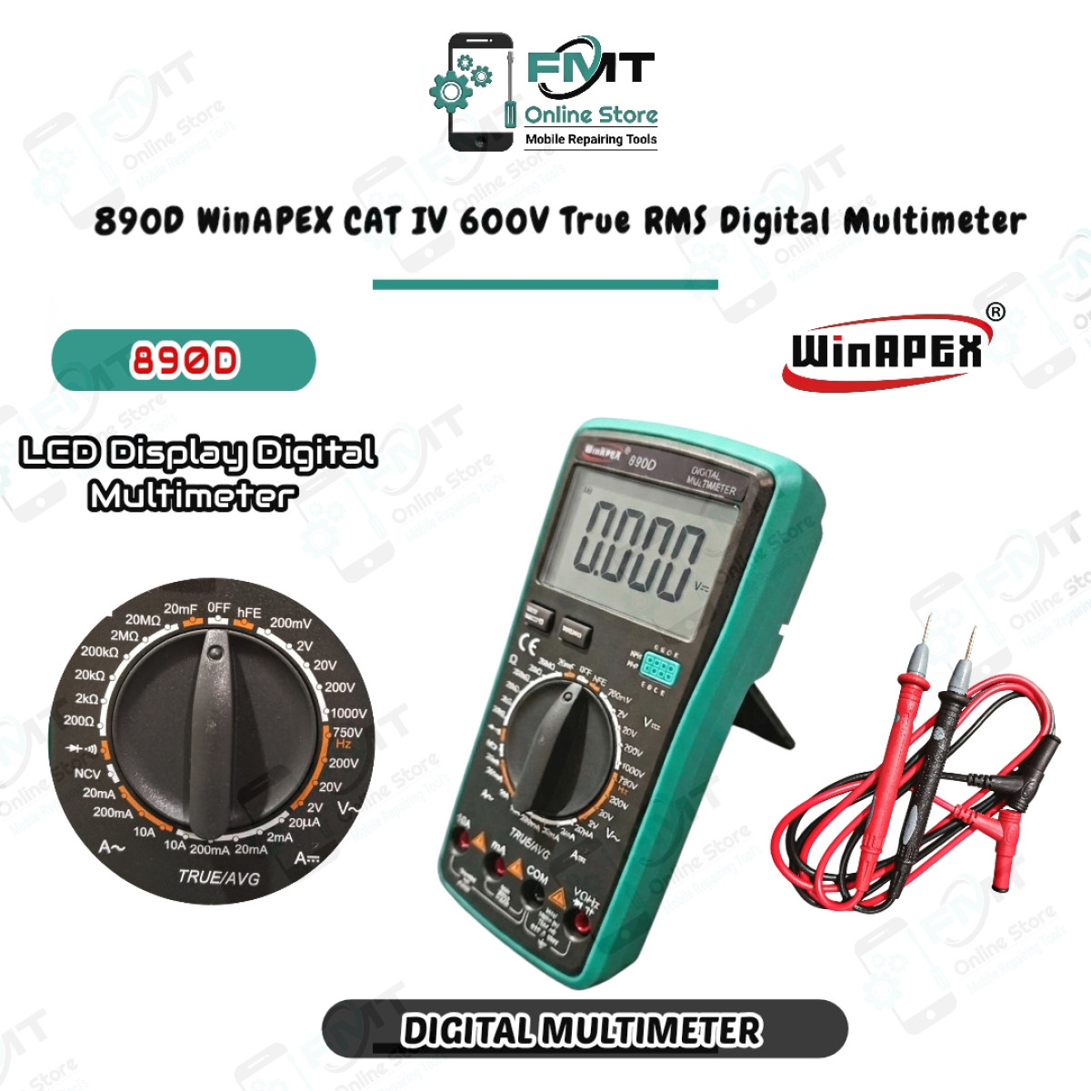 890D WinAPEX CAT IV 600V True RMS Digital Multimeter