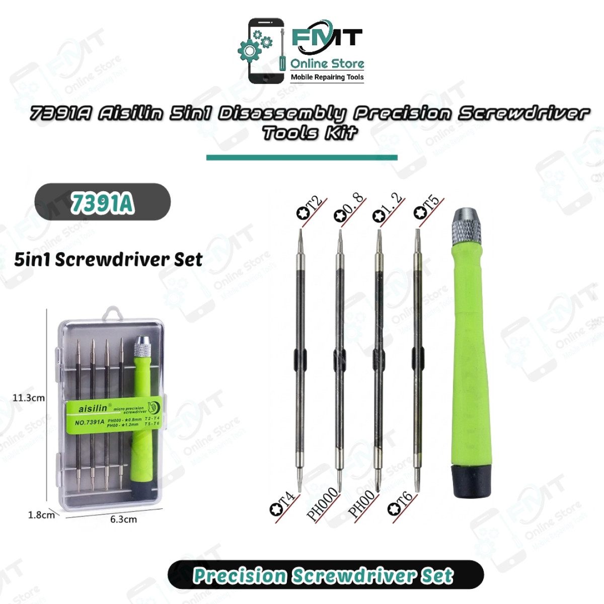 7391A Aisilin 5in1 Disassembly Precision Screwdriver Tools Kit
