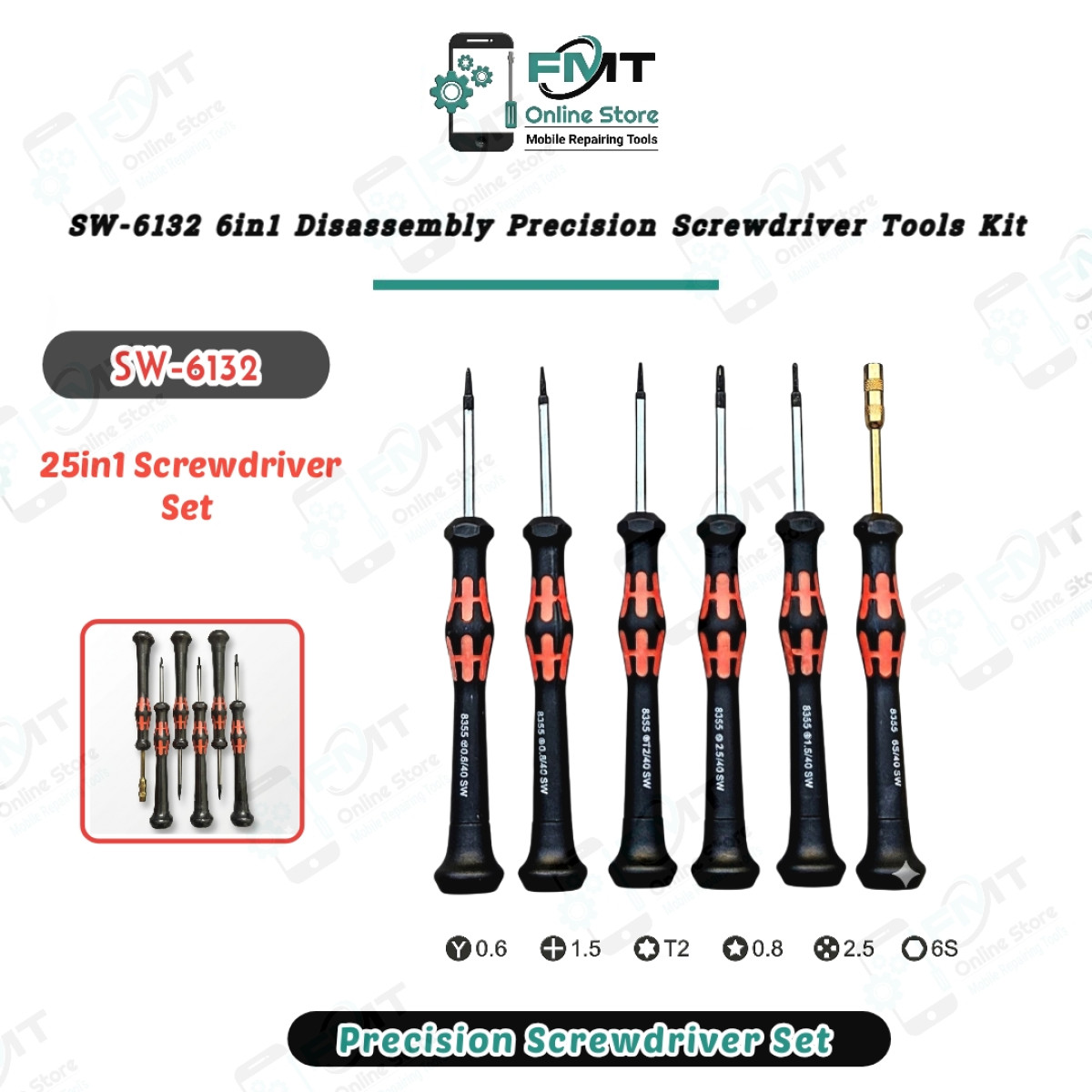 SW-6132 6in1 Disassembly Precision Screwdriver Tools Kit