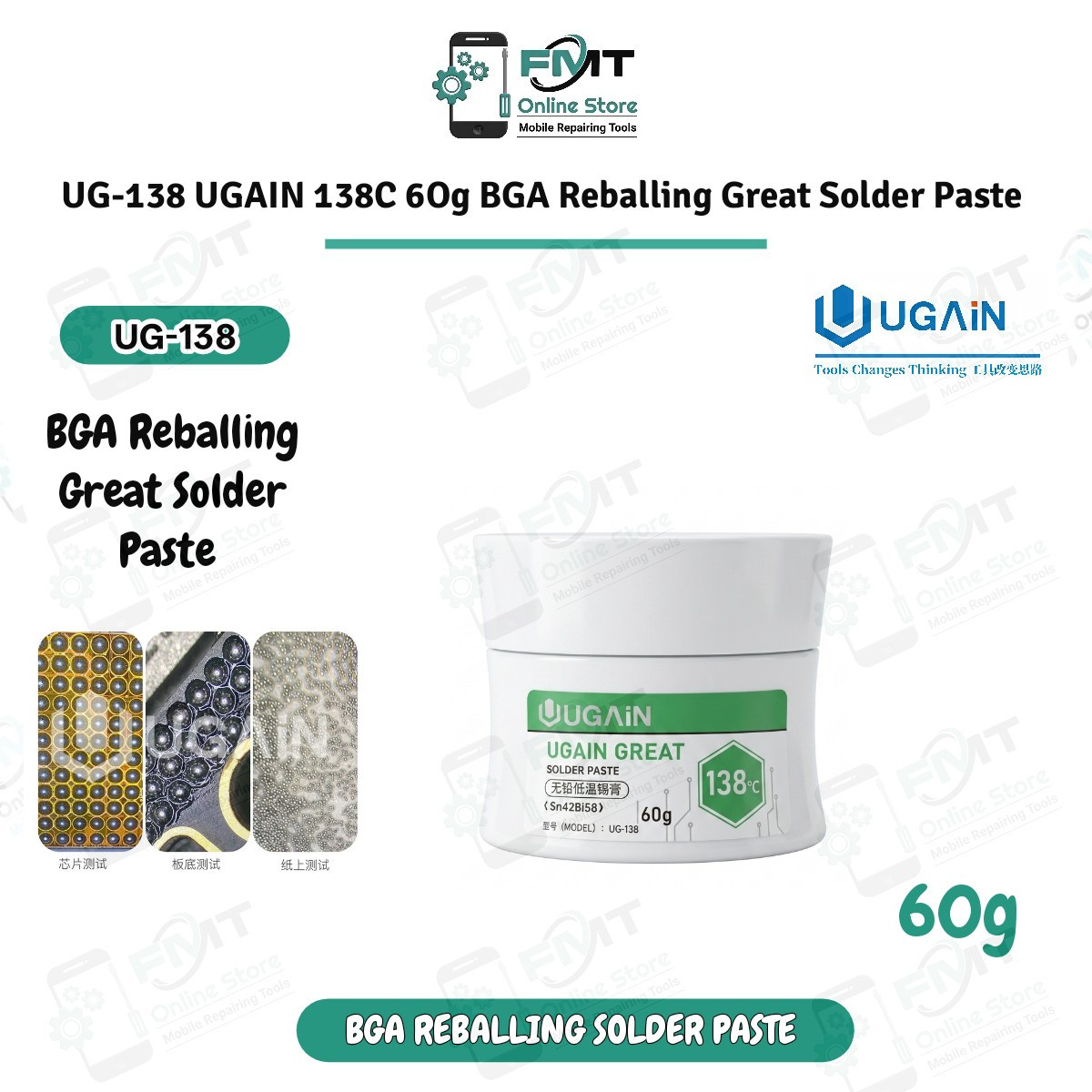 UG-138 UGAIN 138C 6Og BGA Reballing Great Solder Paste