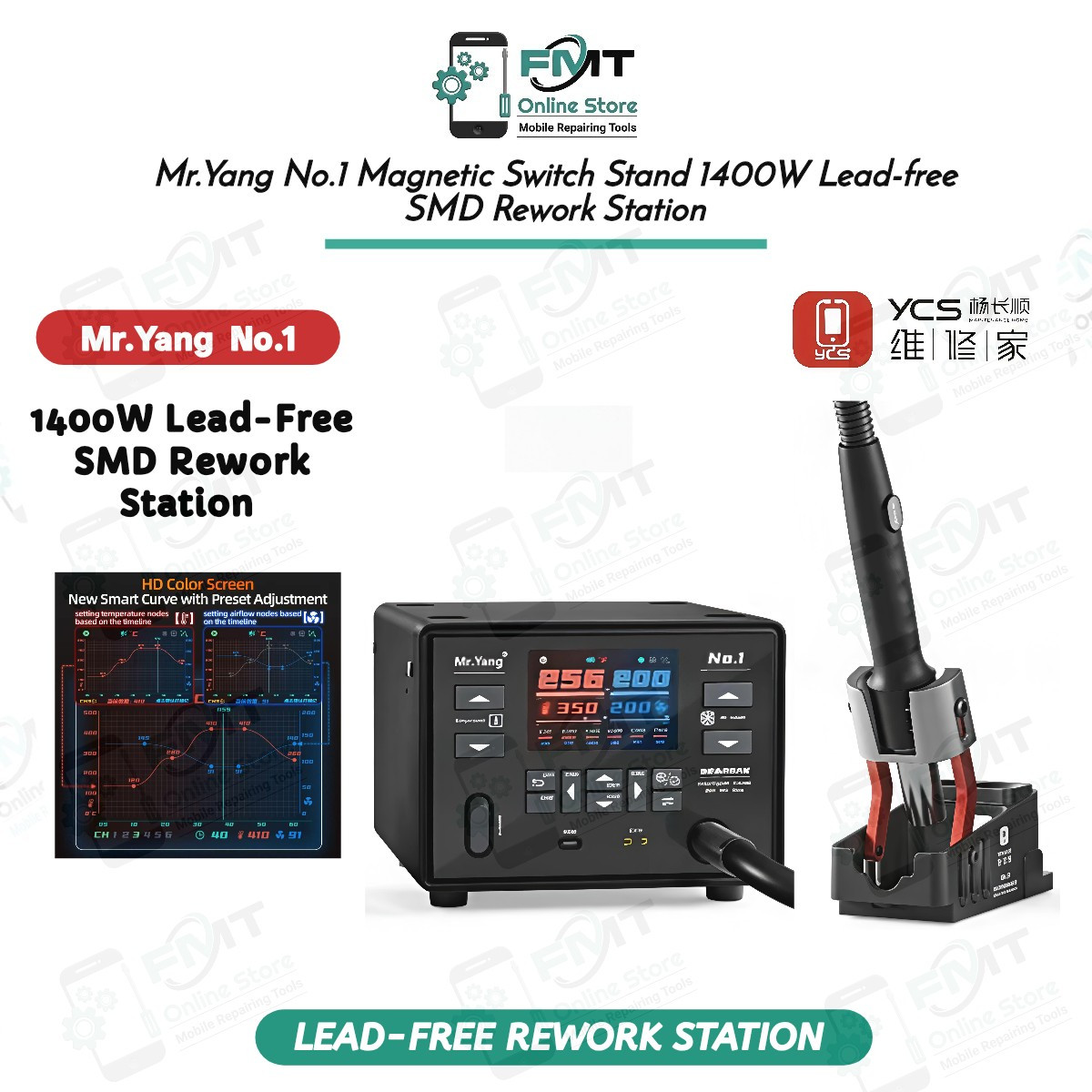 Mr.Yang No.1 Magnetic Switch Stand 1400W Lead-free SMD Rework Station