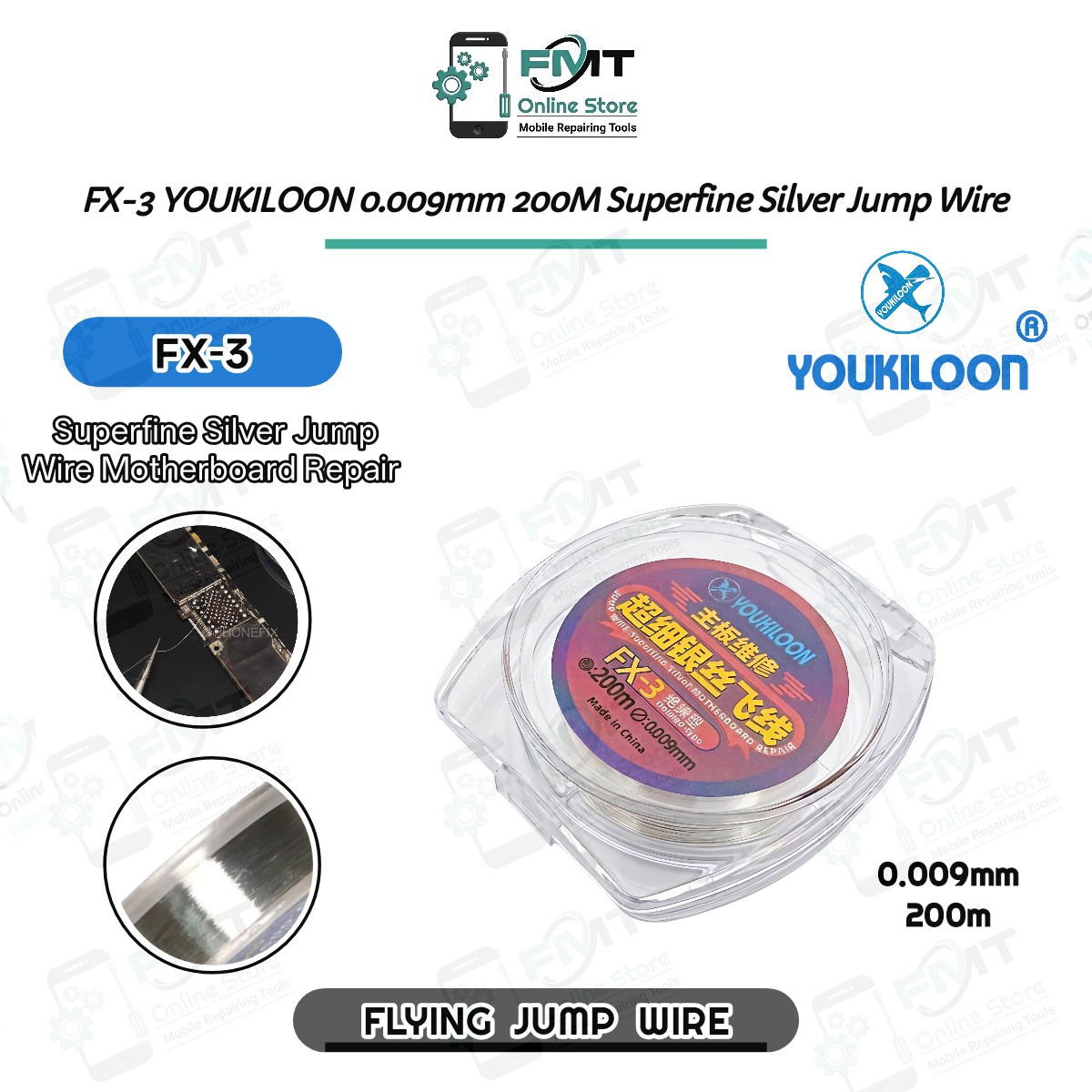 FX-3 YOUKILOON 0.009mm 200M Superfine Silver Jump Wire