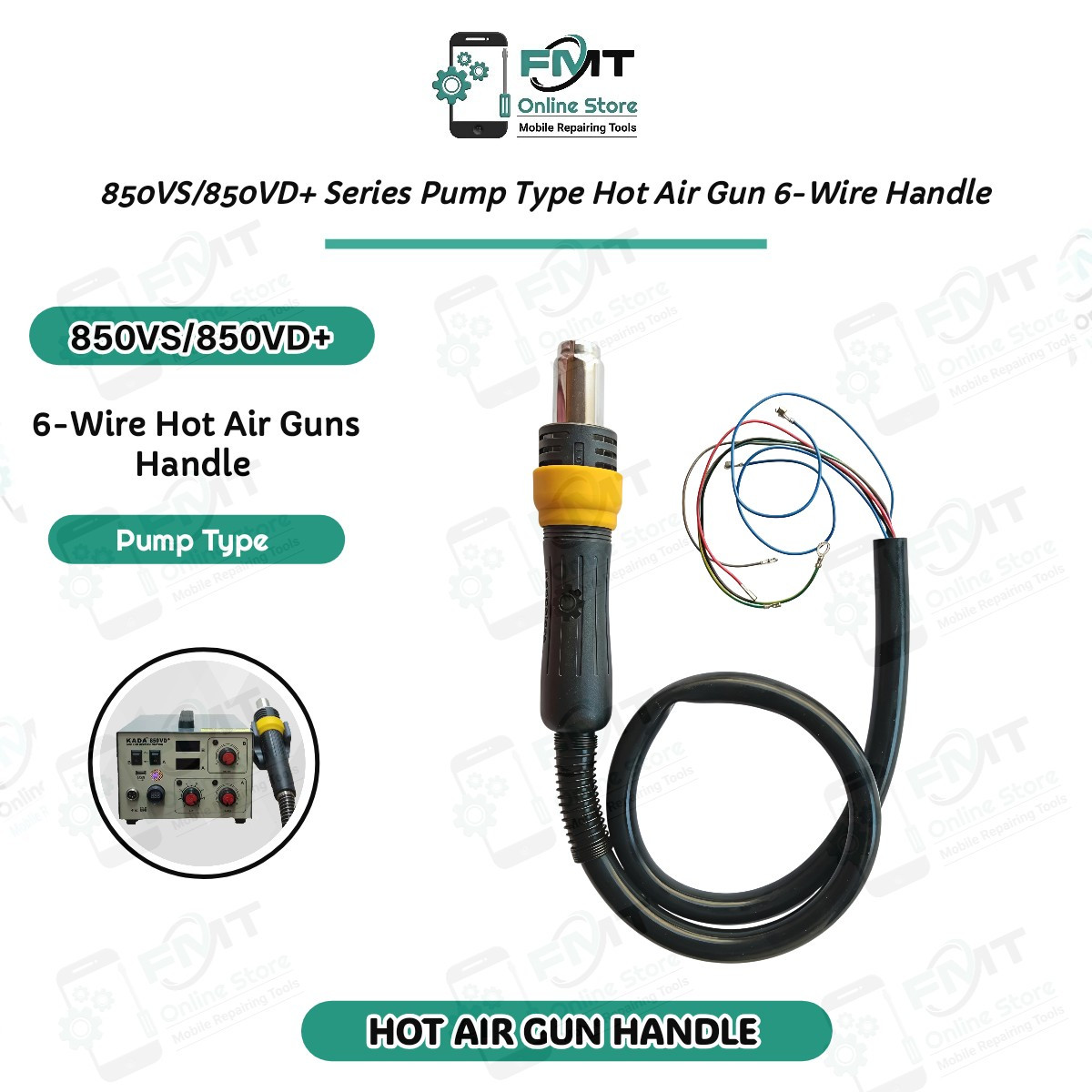 850VS/850VD+ Series Pump Type Hot Air Gun 6-Wire Handle
