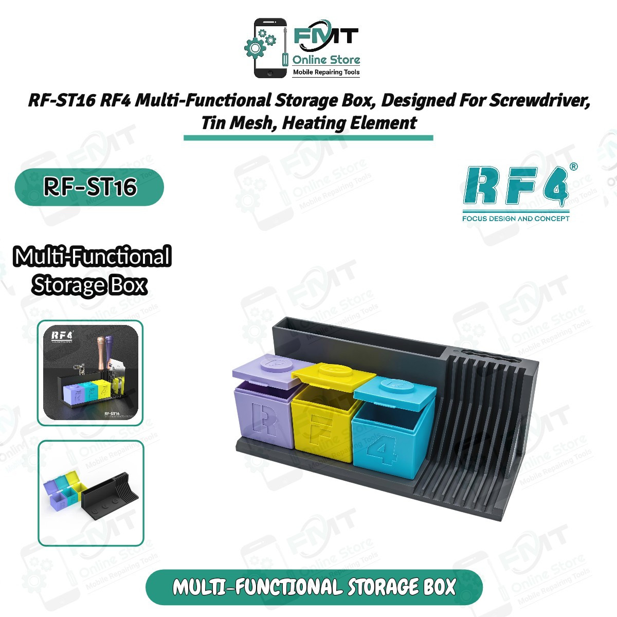 RF-ST16 RF4 Multi-Functional Storage Box, Designed For Screwdriver, Tin Mesh, Heating Element, Business Card.