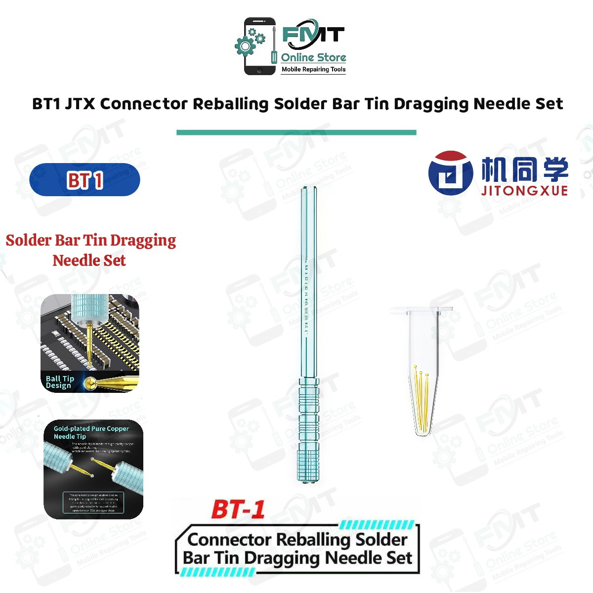 BT1 JTX Connector Reballing Solder Bar Tin Dragging Needle Set
